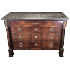 Period Antique French Empire Commode Chest of Drawers with Beautiful Marble Top