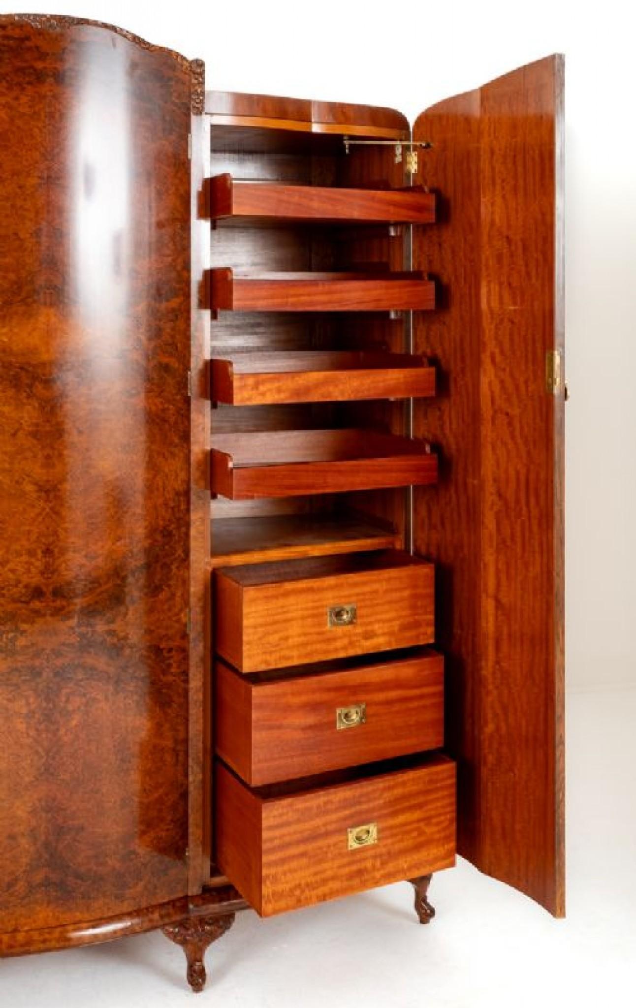 Suite da camera da letto Art Deco d'epoca Comò Armadio Sgabello Letto in vendita 7