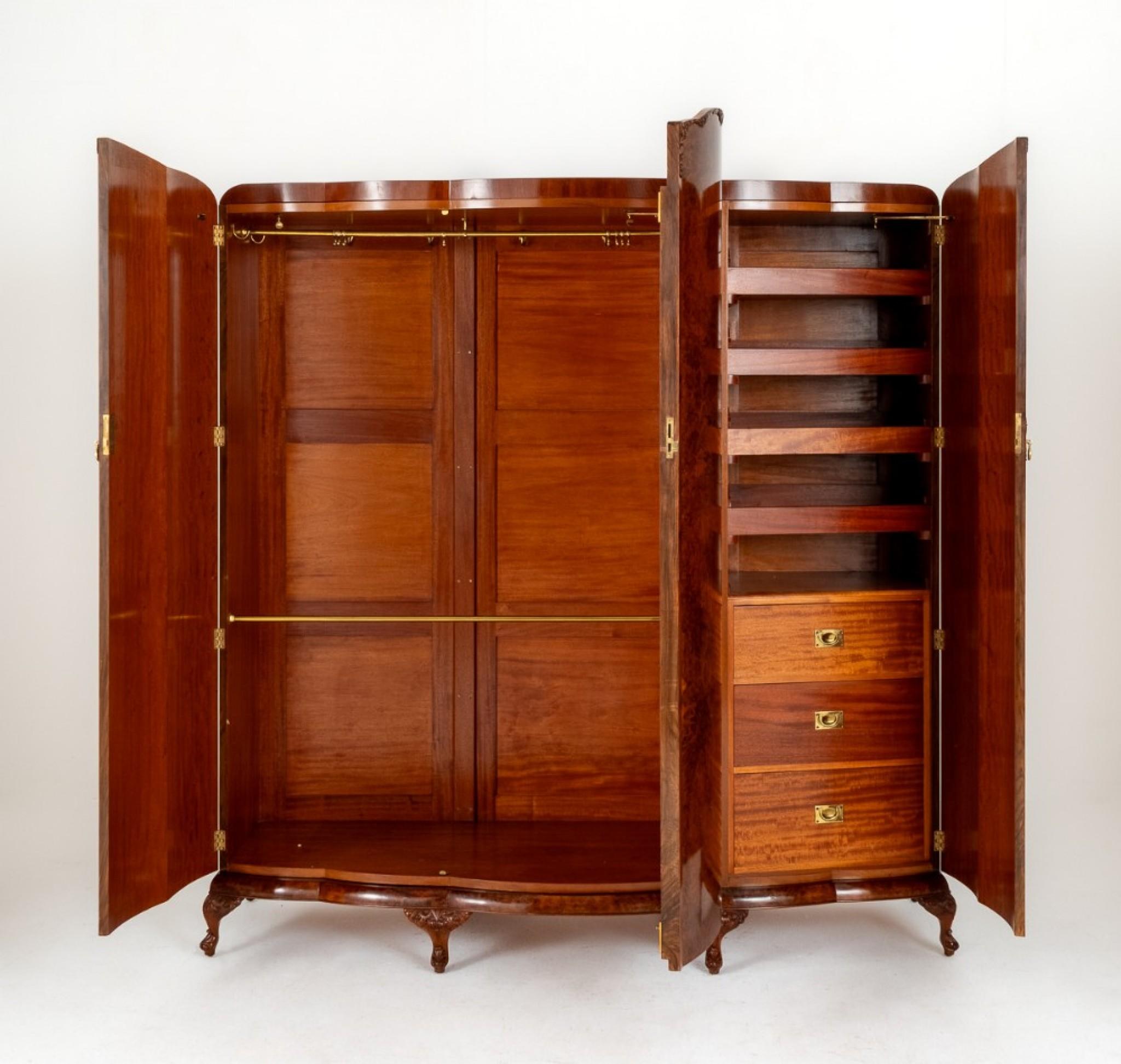 Suite da camera da letto Art Deco d'epoca Comò Armadio Sgabello Letto in vendita 13