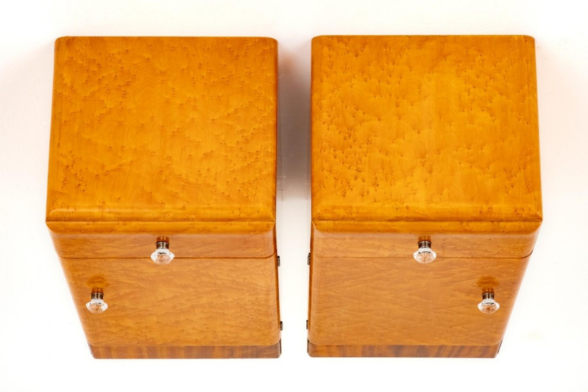 Period Art Deco Bedside Chests 1930s Nightstands In Good Condition For Sale In Potters Bar, GB