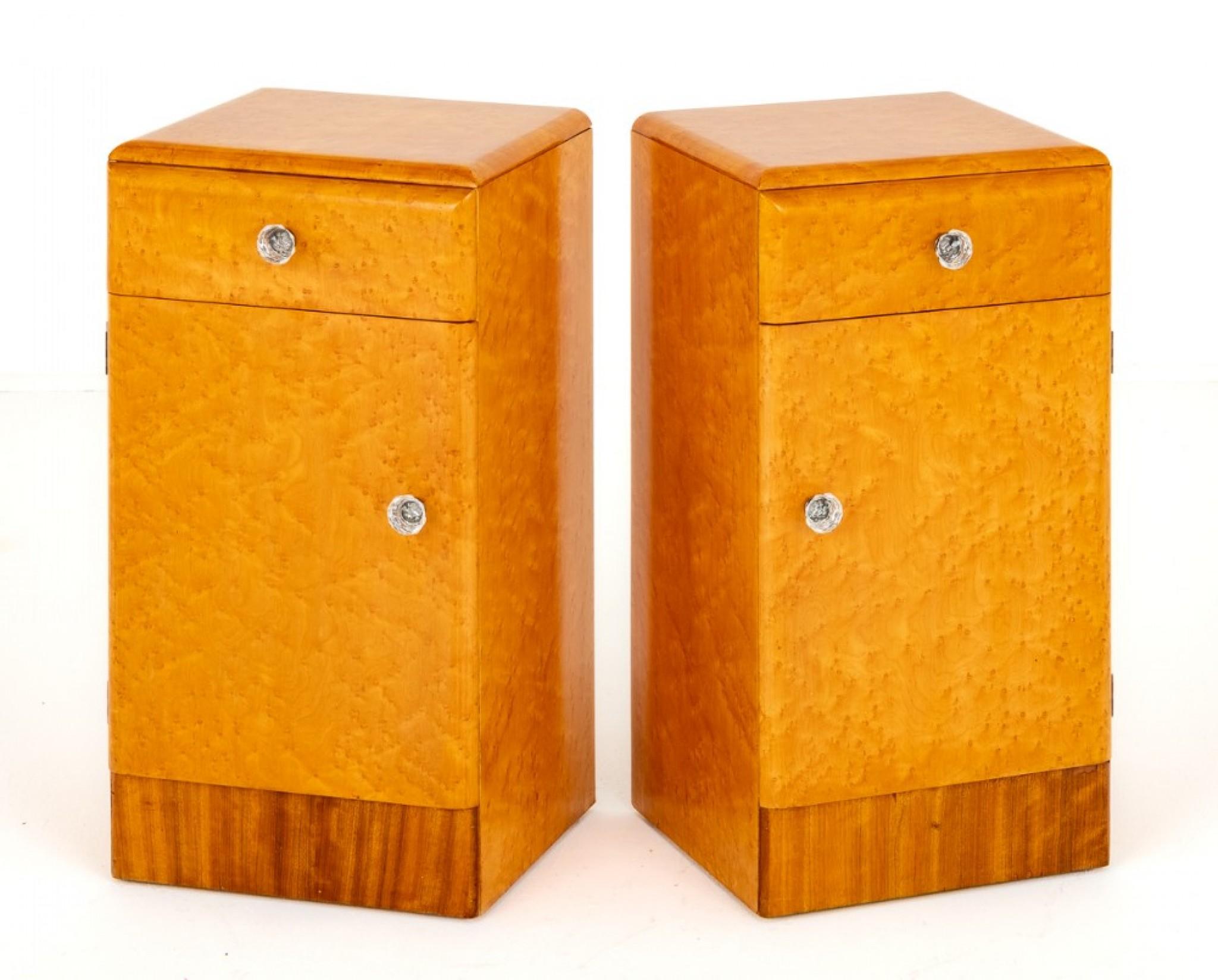 Mid-20th Century Period Art Deco Bedside Chests 1930s Nightstands For Sale