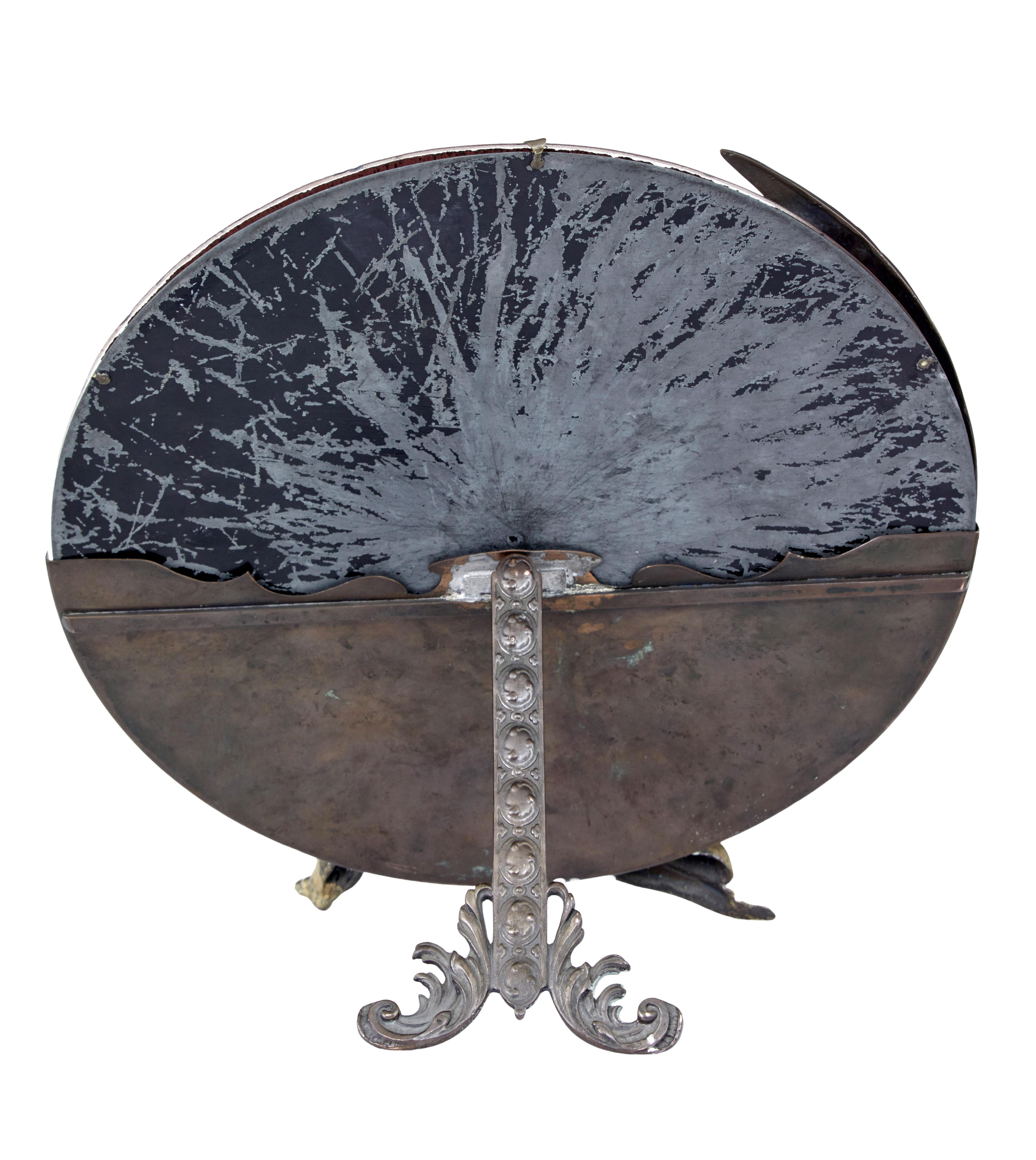 Period Art Deco Bronze and Brass Table Mirror In Good Condition In Debenham, Suffolk