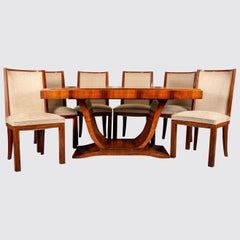 Period Art Deco Moderne Dining Table and Six Chairs
