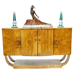 Art-Déco-Sideboard-Serviergeschirr aus Nussbaumholz, 1930