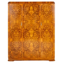 Armoire Art Déco d'époque en ronce de noyer des années 1930