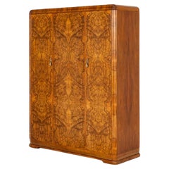Period Art Deco Wardrobe Closet Burr Walnut 1930s