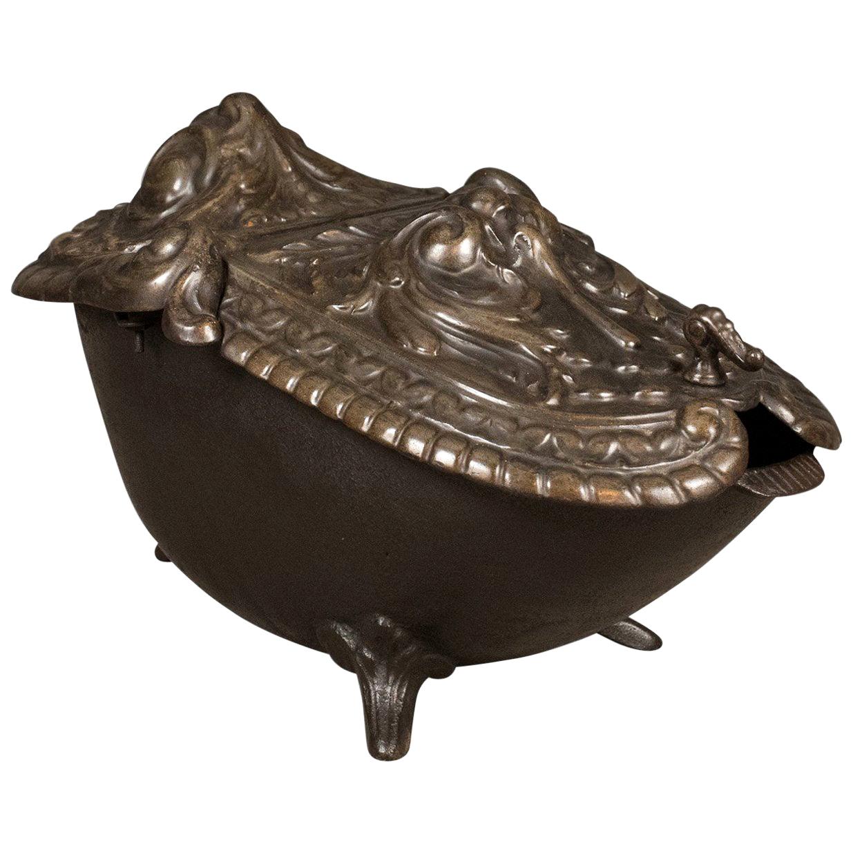 Period Art Nouveau Coal Scuttle, Antique Victorian Fireside Bin, circa 1900 For Sale