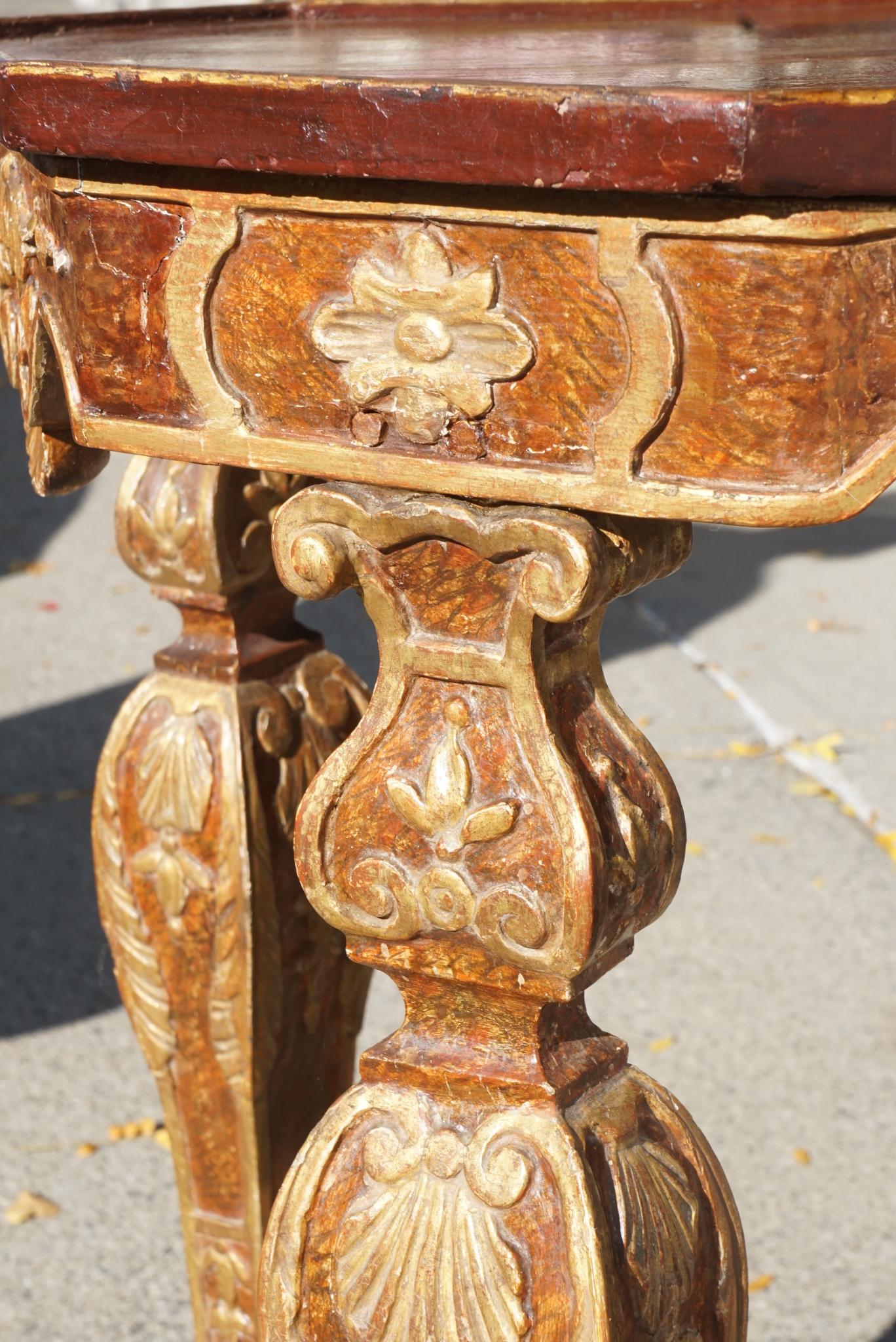 Period Baroque Painted and Gilt Italian Table From the Estate of Cynthia Phipps For Sale 7
