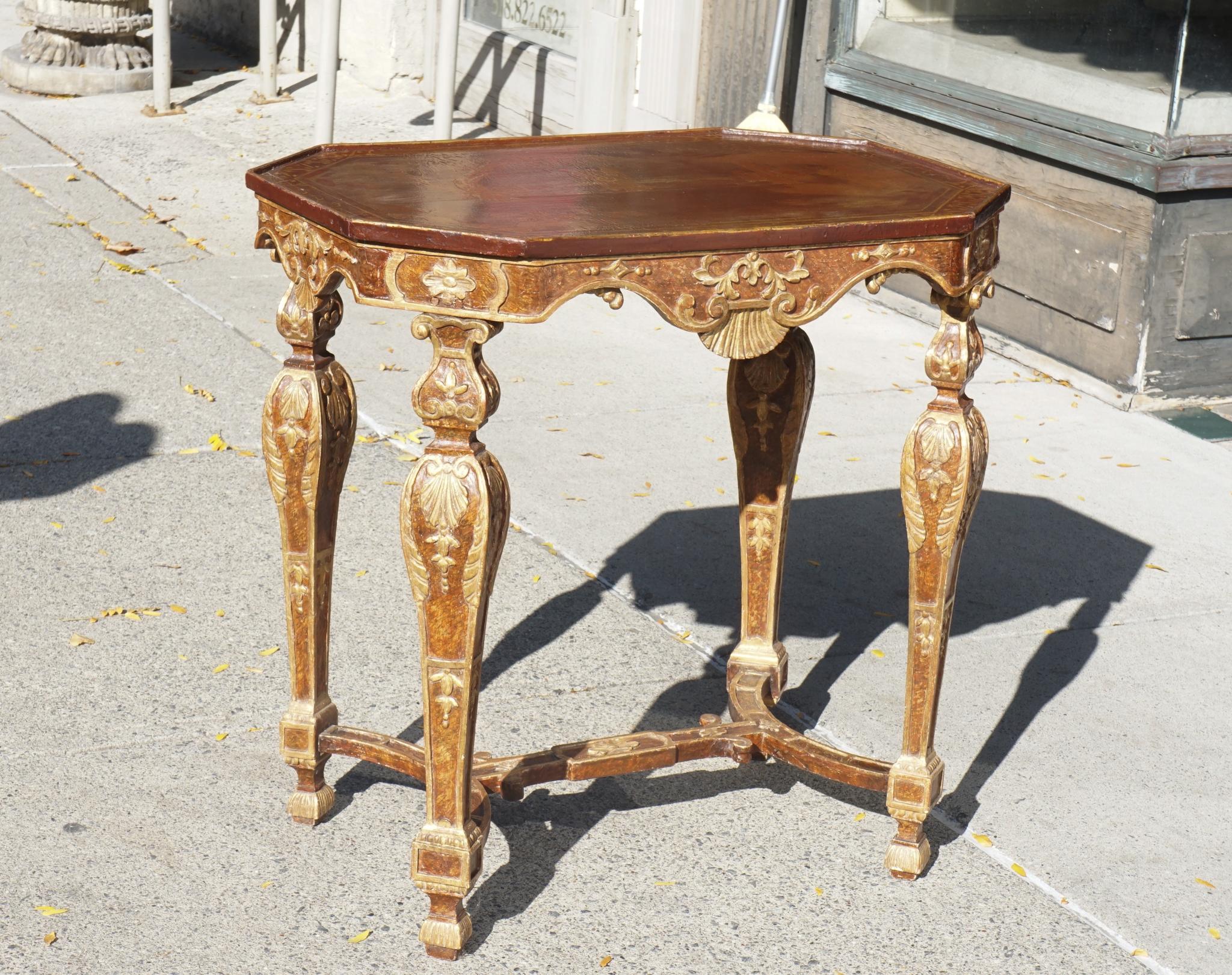 Carved Period Baroque Painted and Gilt Italian Table From the Estate of Cynthia Phipps For Sale