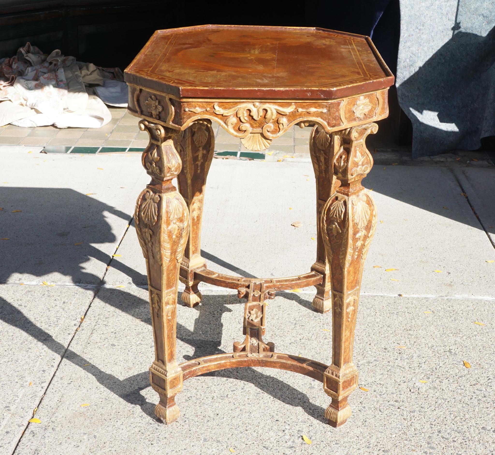 Period Baroque Painted and Gilt Italian Table From the Estate of Cynthia Phipps In Good Condition For Sale In Hudson, NY