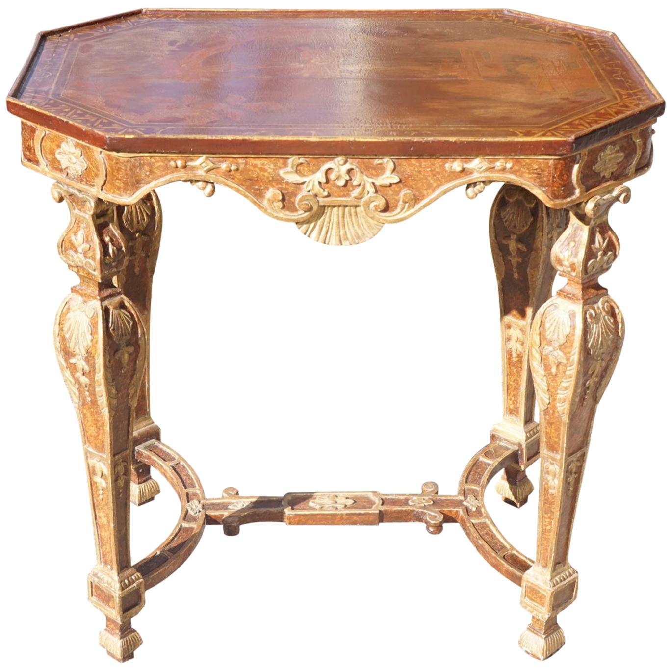 Period Baroque Painted and Gilt Italian Table From the Estate of Cynthia Phipps For Sale