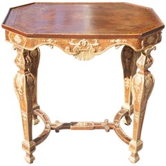 Table italienne d'époque baroque peinte et dorée provenant de la succession de Cynthia Phipps