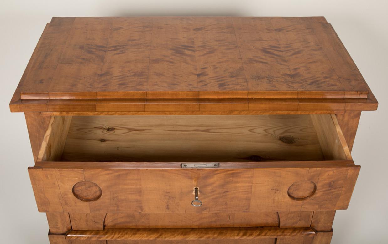 Period Biedermeier Birch Chest with Modern Appeal 10