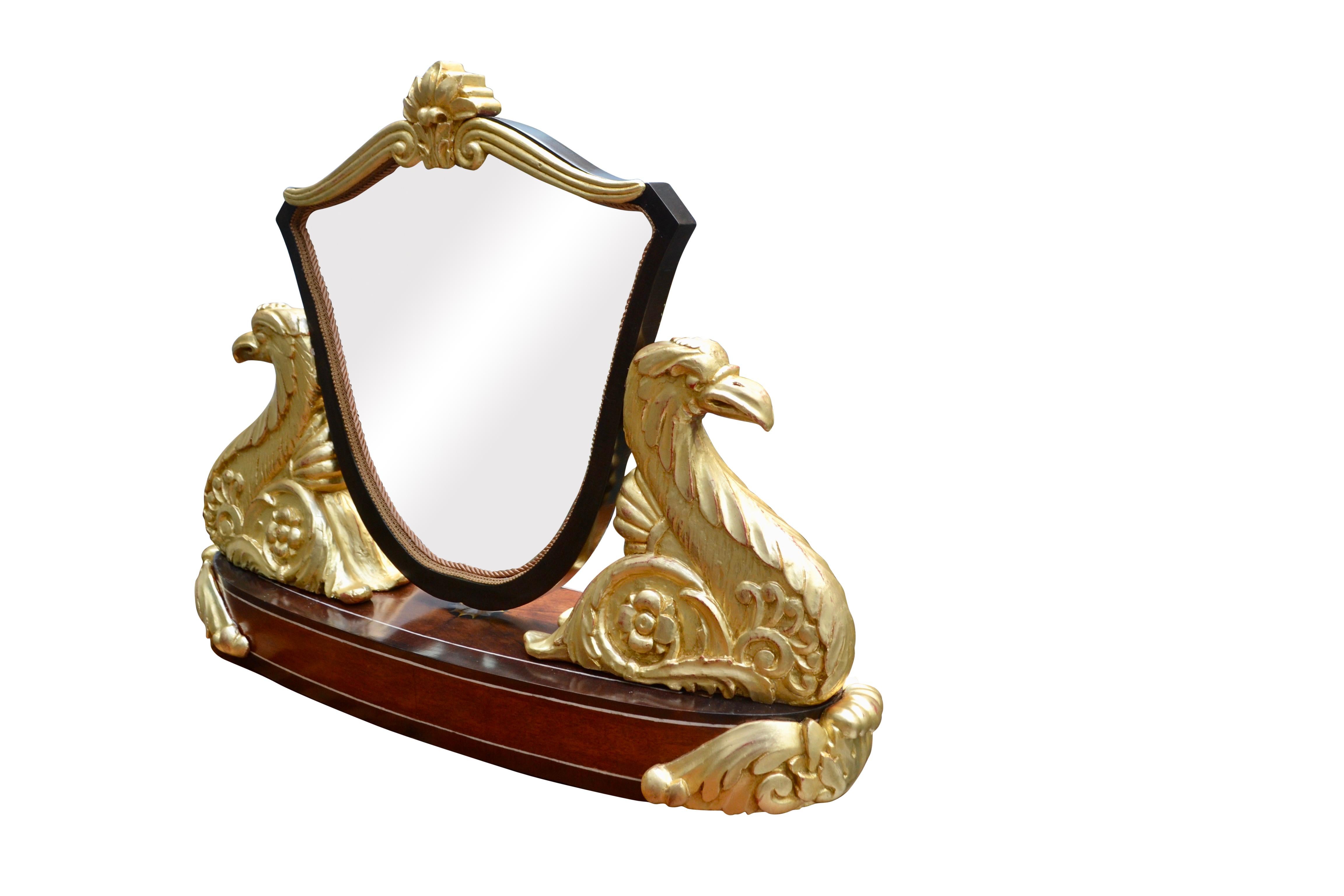 Carved Period Austrian Biedermeier Vanity Table Mirror For Sale