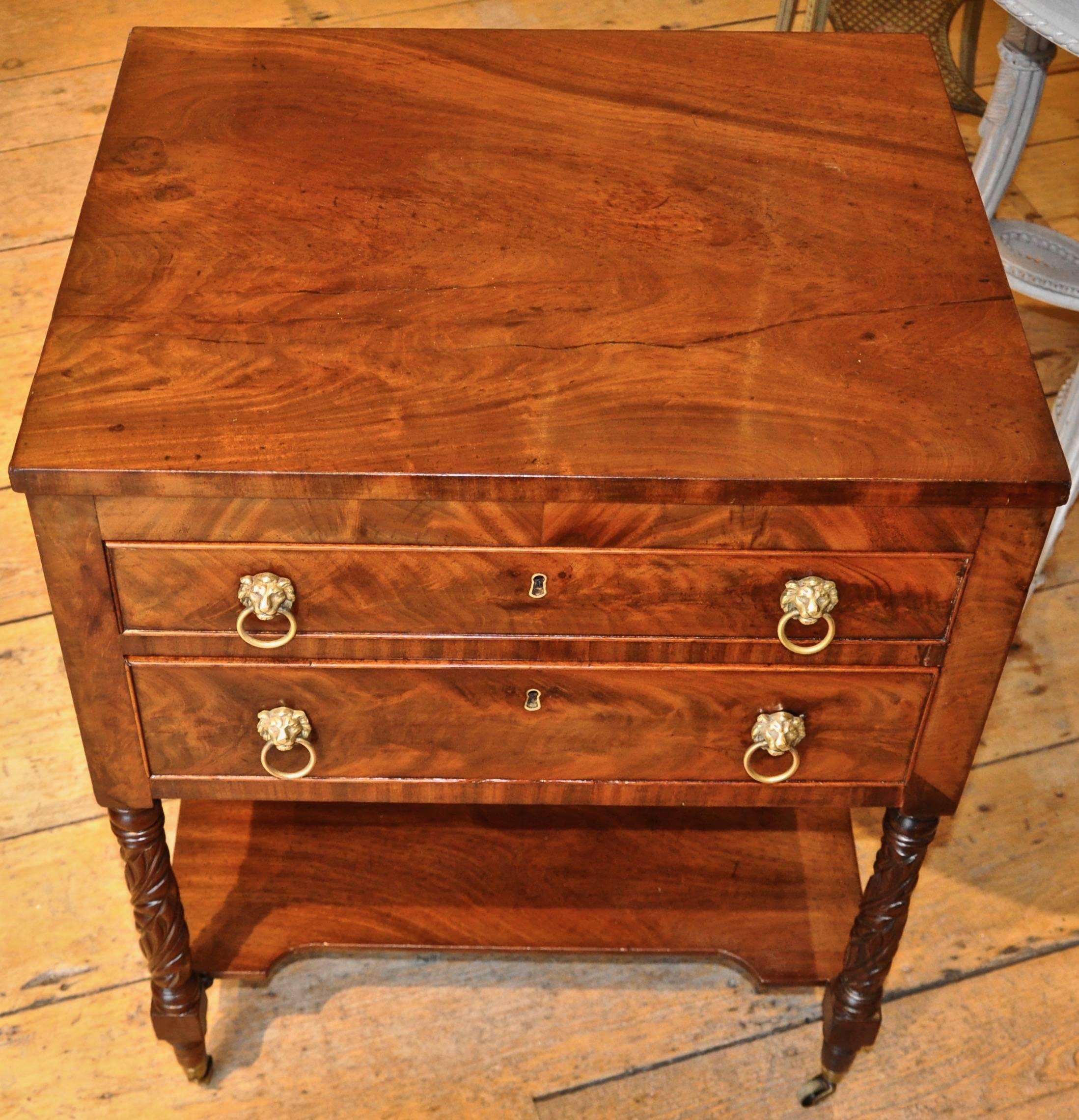 Period Boston Early 19th Century Federal Mahogany Side Table In Excellent Condition In Essex, MA
