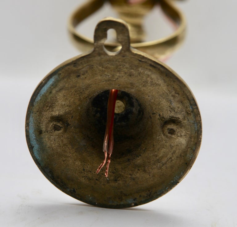 Period Brass Ship's Wall Lamp with Weighted Gimble and MilkGlass