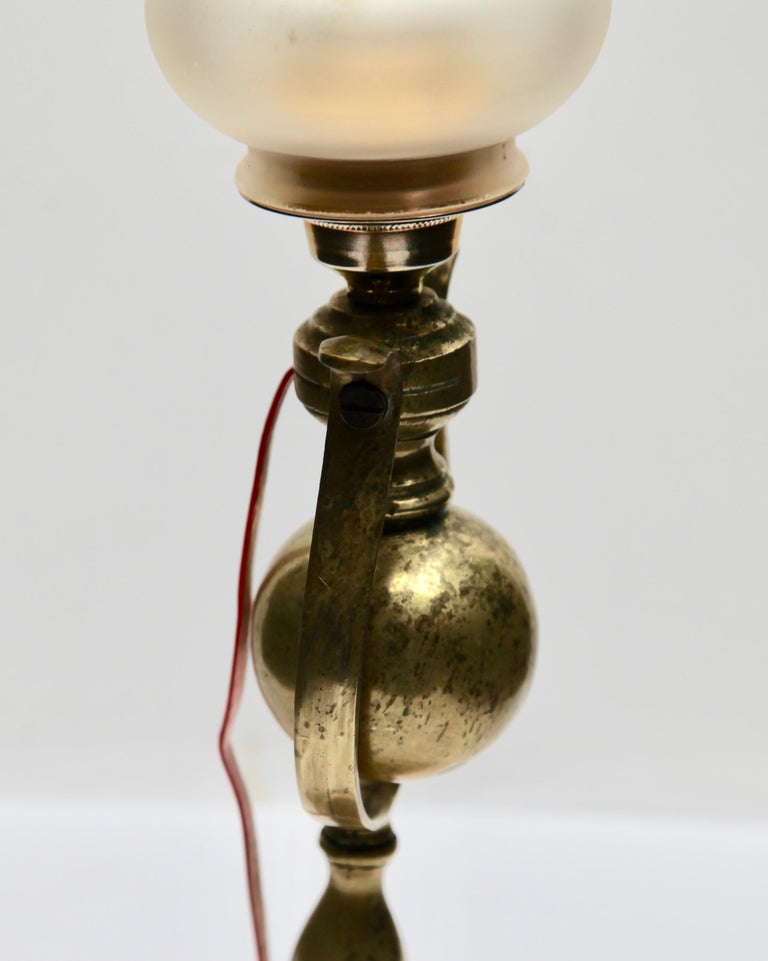 Period Brass Ship's Wall Lamp 'with Weighted Gimble' and MilkGlass