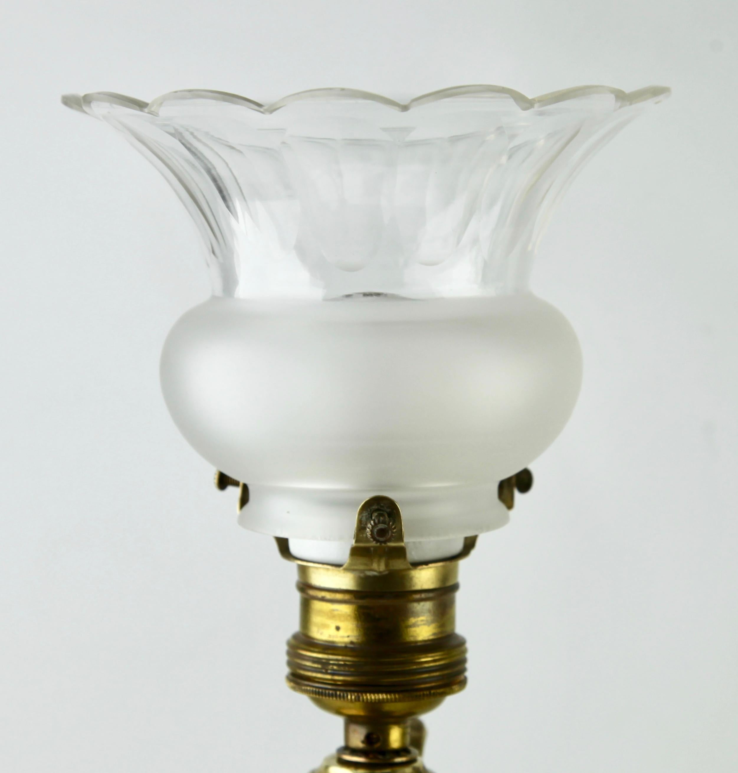 Period Brass Ship's Wall Lamp with Weighted Gimble and Milk-Glass Lampshade 2