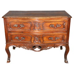 Period Carved Walnut 18th c. French Louis XV 2 Drawer Commode