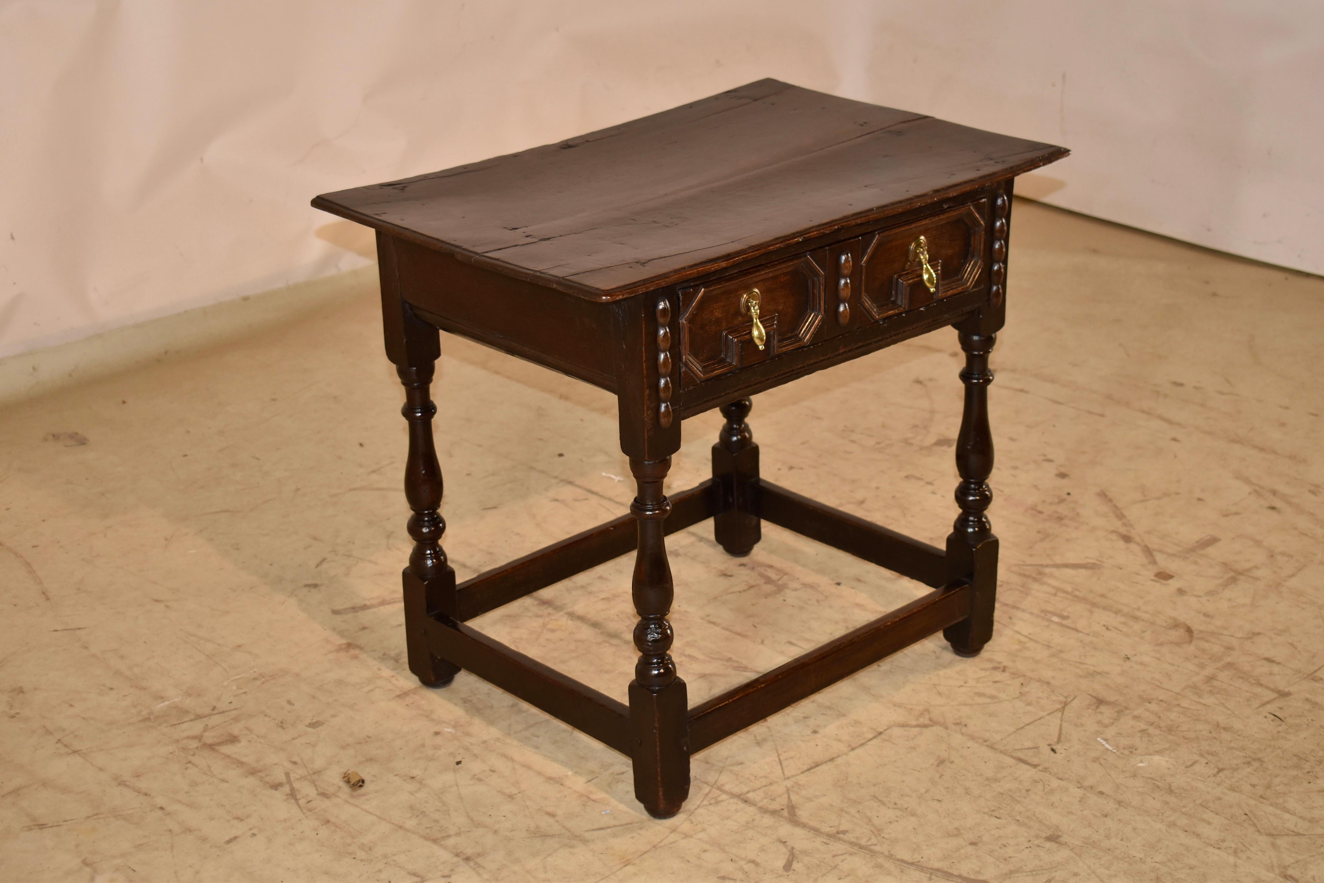 Carlo II Period Charles II Oak Side Table, Circa 1650 in vendita