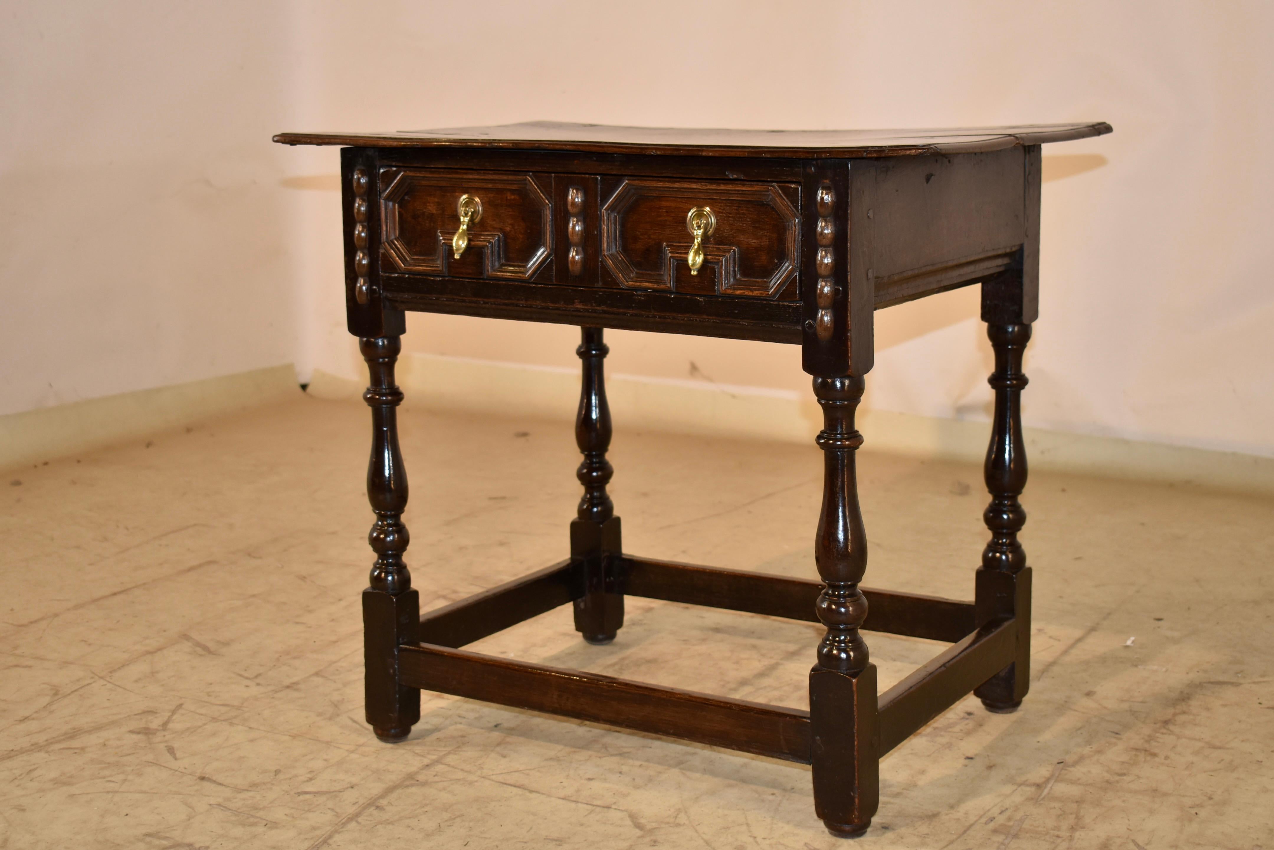 Inglese Period Charles II Oak Side Table, Circa 1650 in vendita