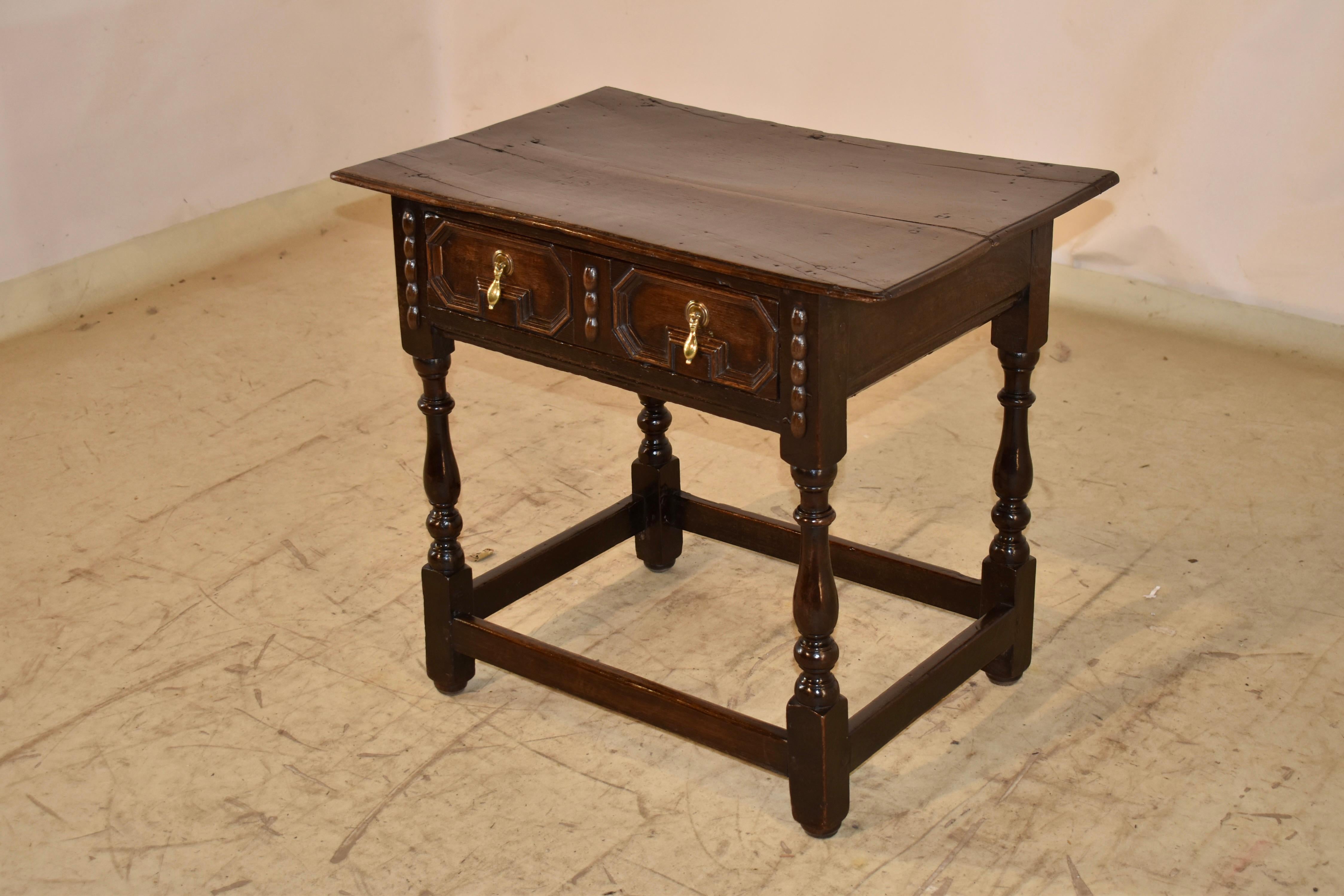 Fino al XVIII secolo Period Charles II Oak Side Table, Circa 1650 in vendita