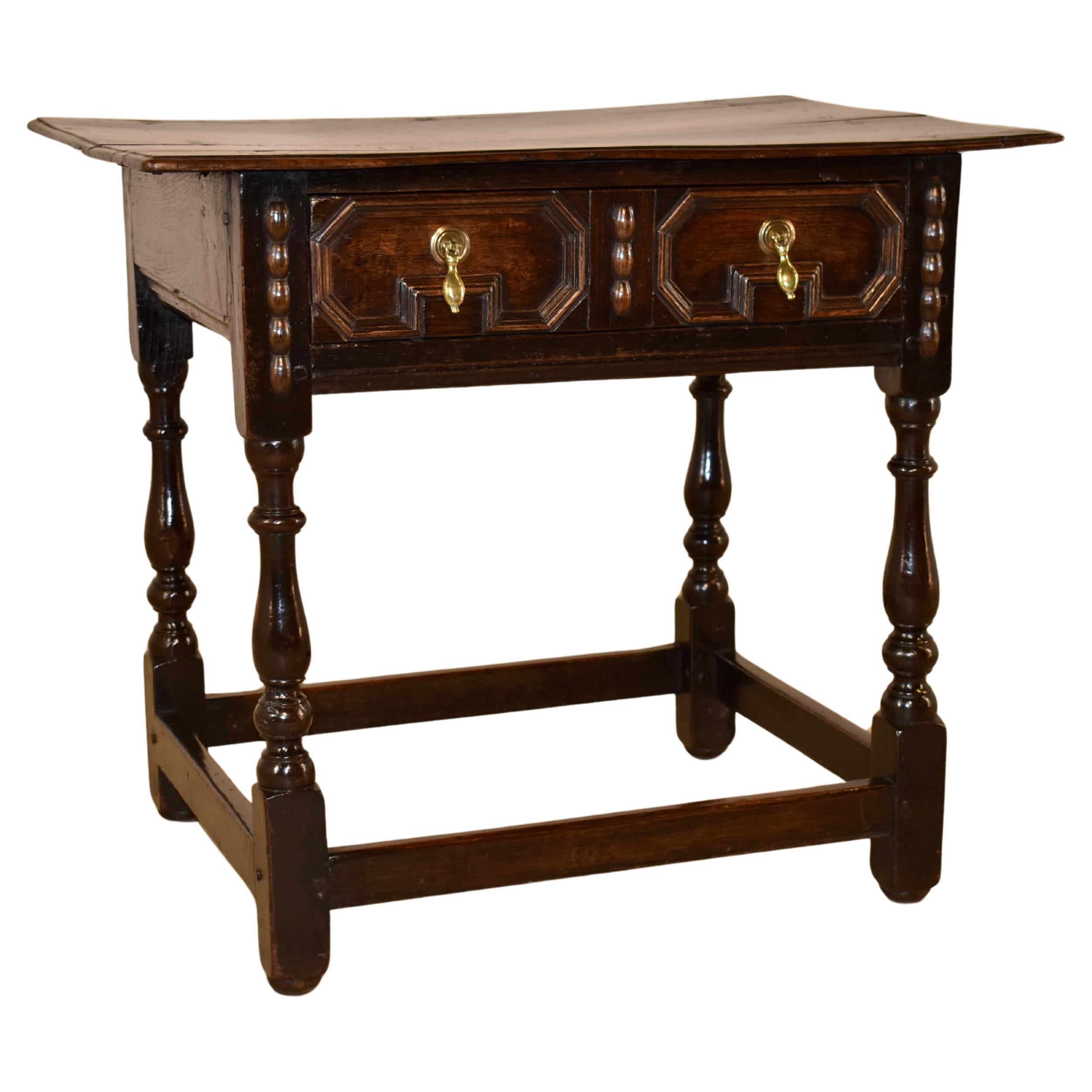 Period Charles II Oak Side Table, Circa 1650