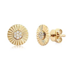 Period Cute 14K (or 18k upon request) Yellow Gold Diamond Stud Earrings