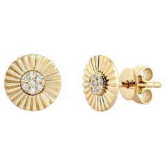Period Cute 14K (or 18k upon request) Yellow Gold Diamond Stud Earrings