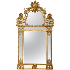 Period Early 18th Century French Regence Gilt Mirror