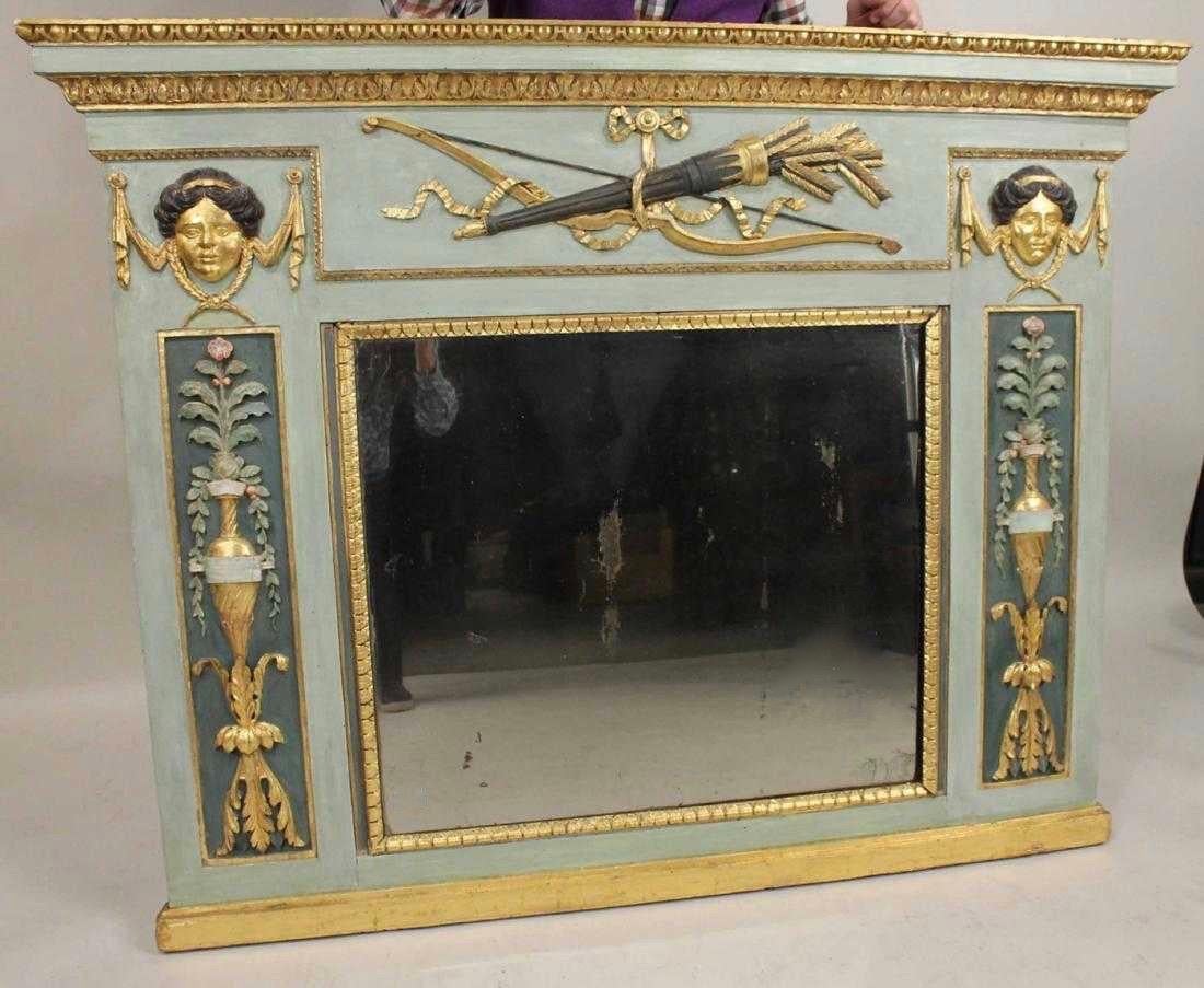 Period Early 19th Century Italian Empire Neoclassical Overmantel Mirror 1