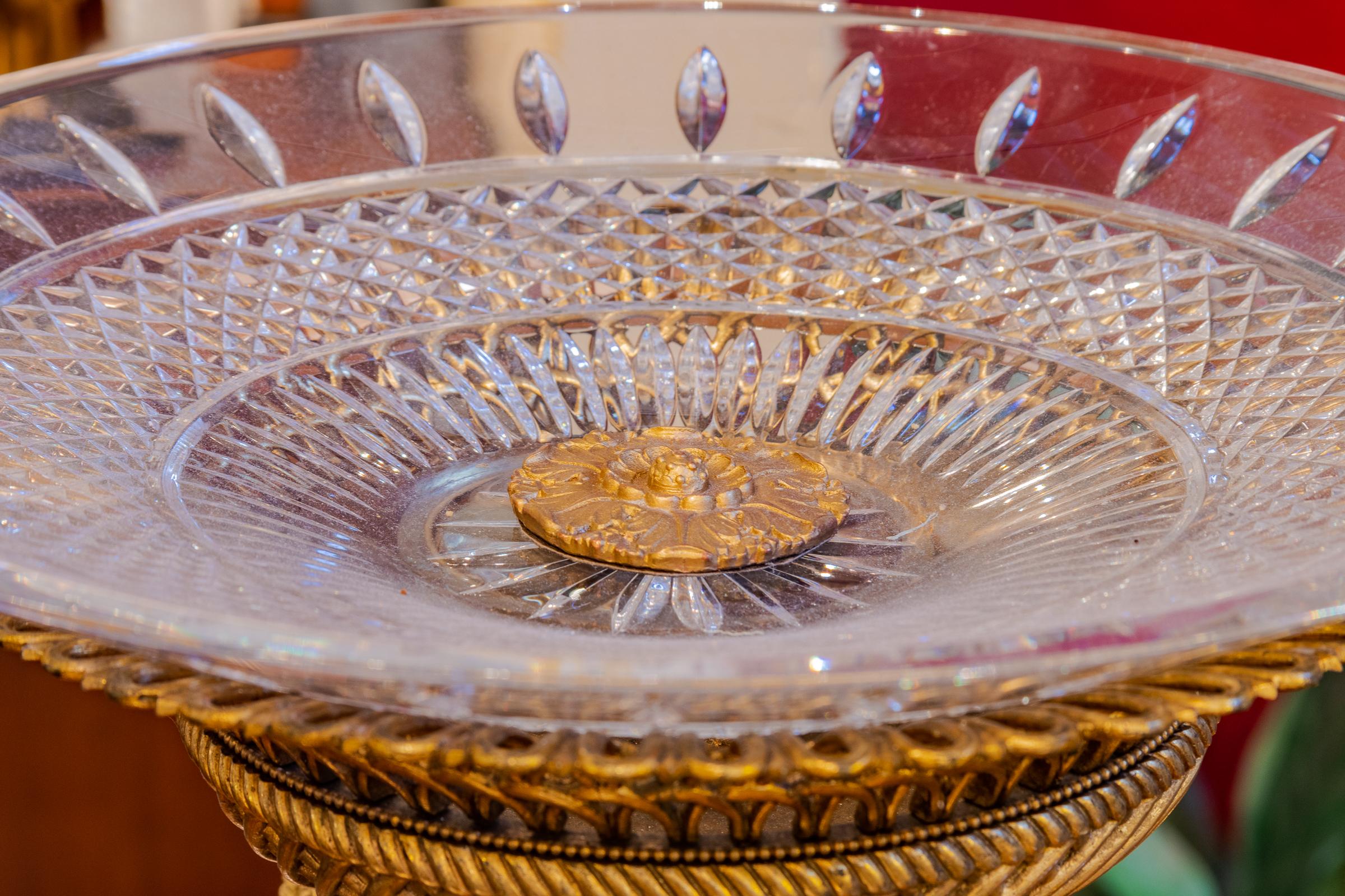 18th Century Period Empire Gilt Bronze and Crystal Top Centerpiece