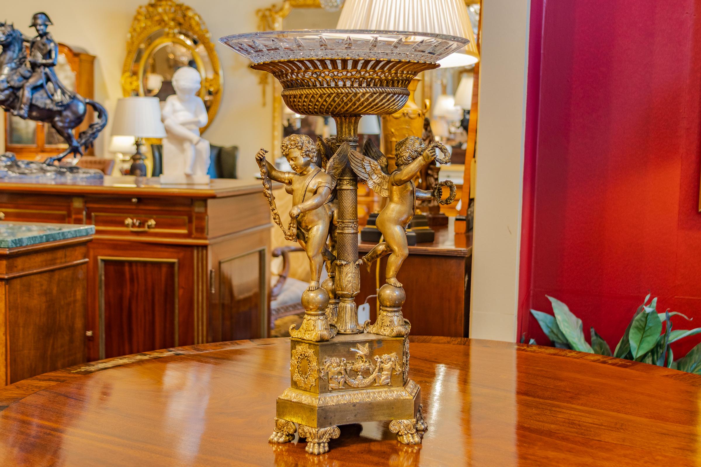 Period Empire Gilt Bronze and Crystal Top Centerpiece 1