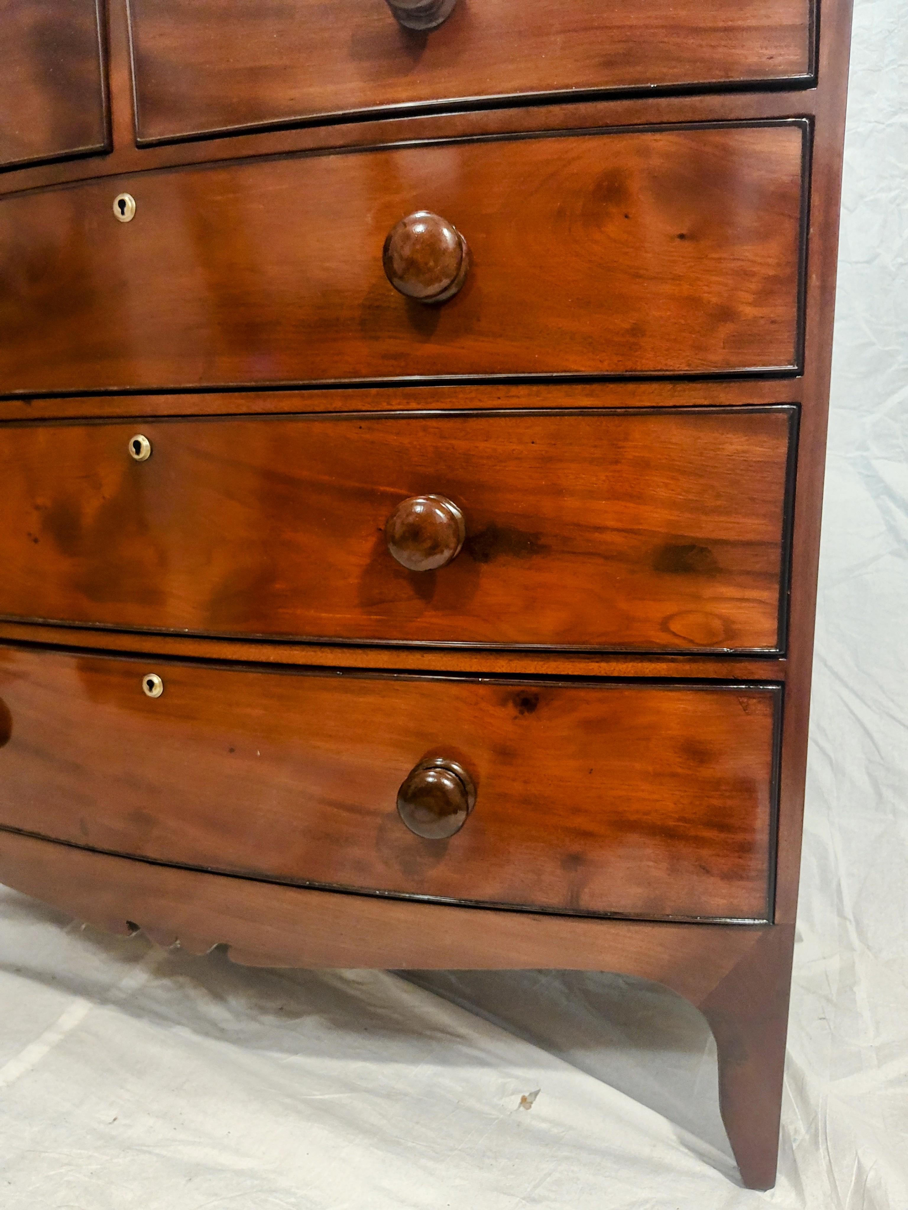 Georgian Period English Bowfront Chest For Sale