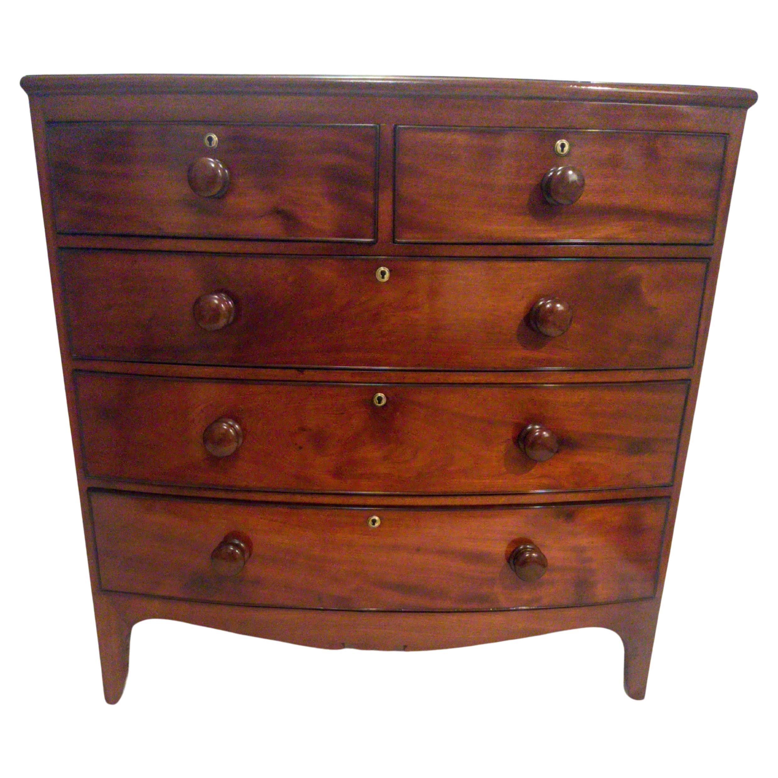 Period English Bowfront Chest For Sale