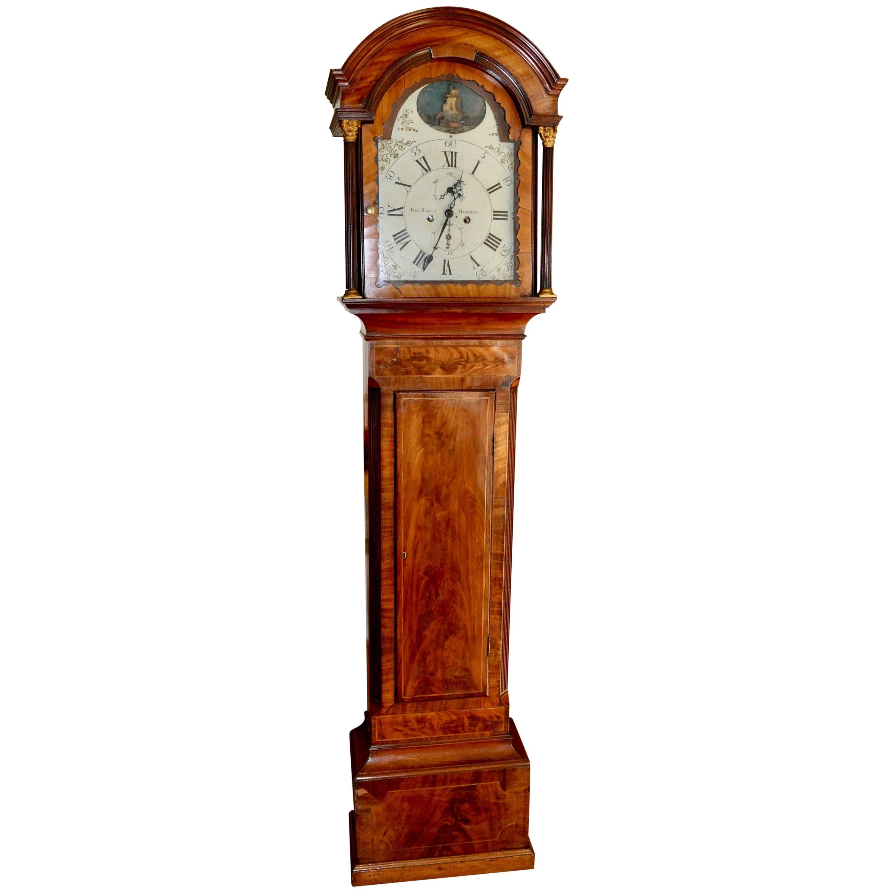 Period Georgian mahogany long case or grandfather clock
--Working
--Rare rocking ship automaton
--Beautiful case with rich patina.