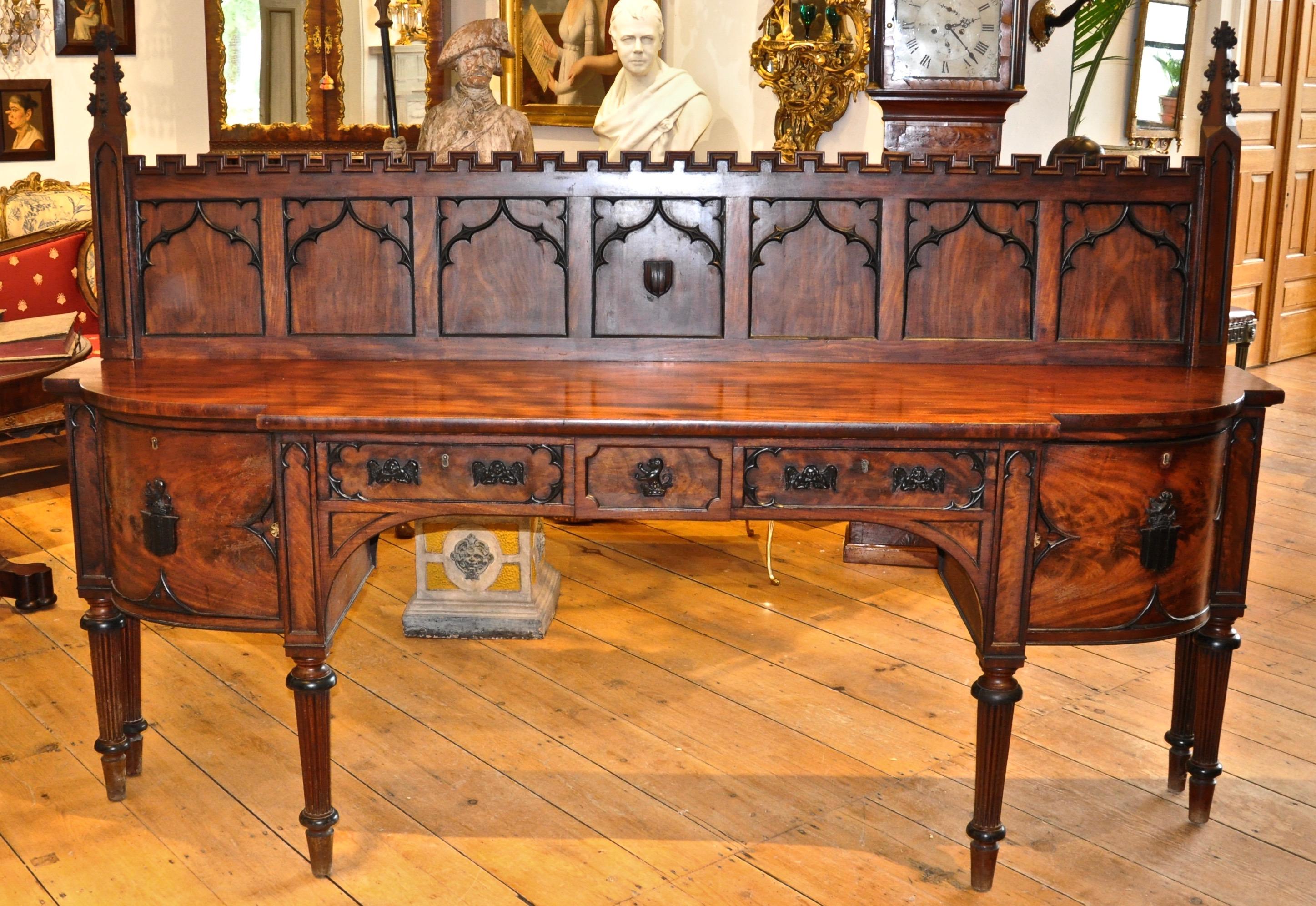 Ebony Period English George III Sideboard in Gothic Taste Gillows of London Attributed