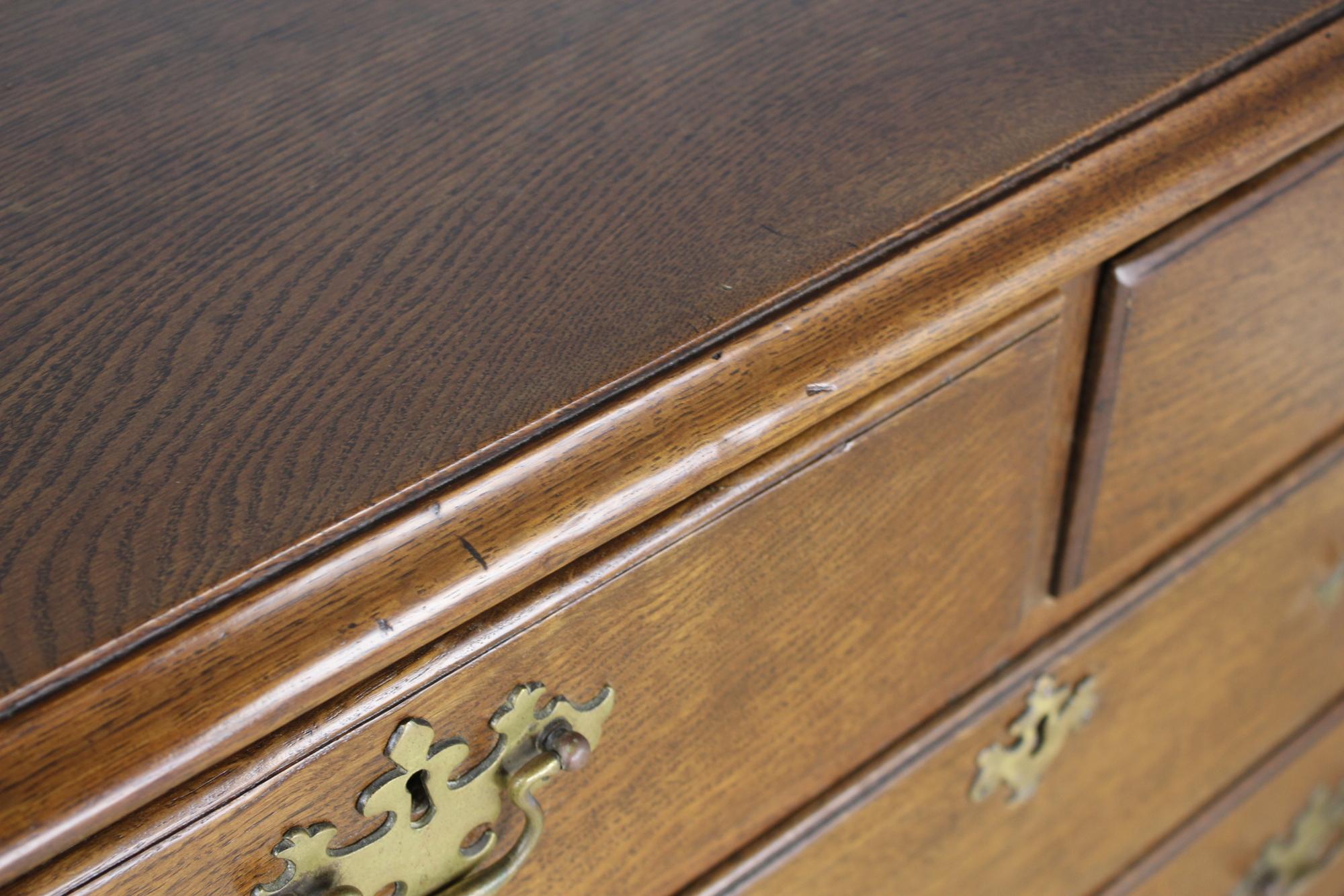 Period English Oak Chest of Drawers with Original Brasses For Sale 4
