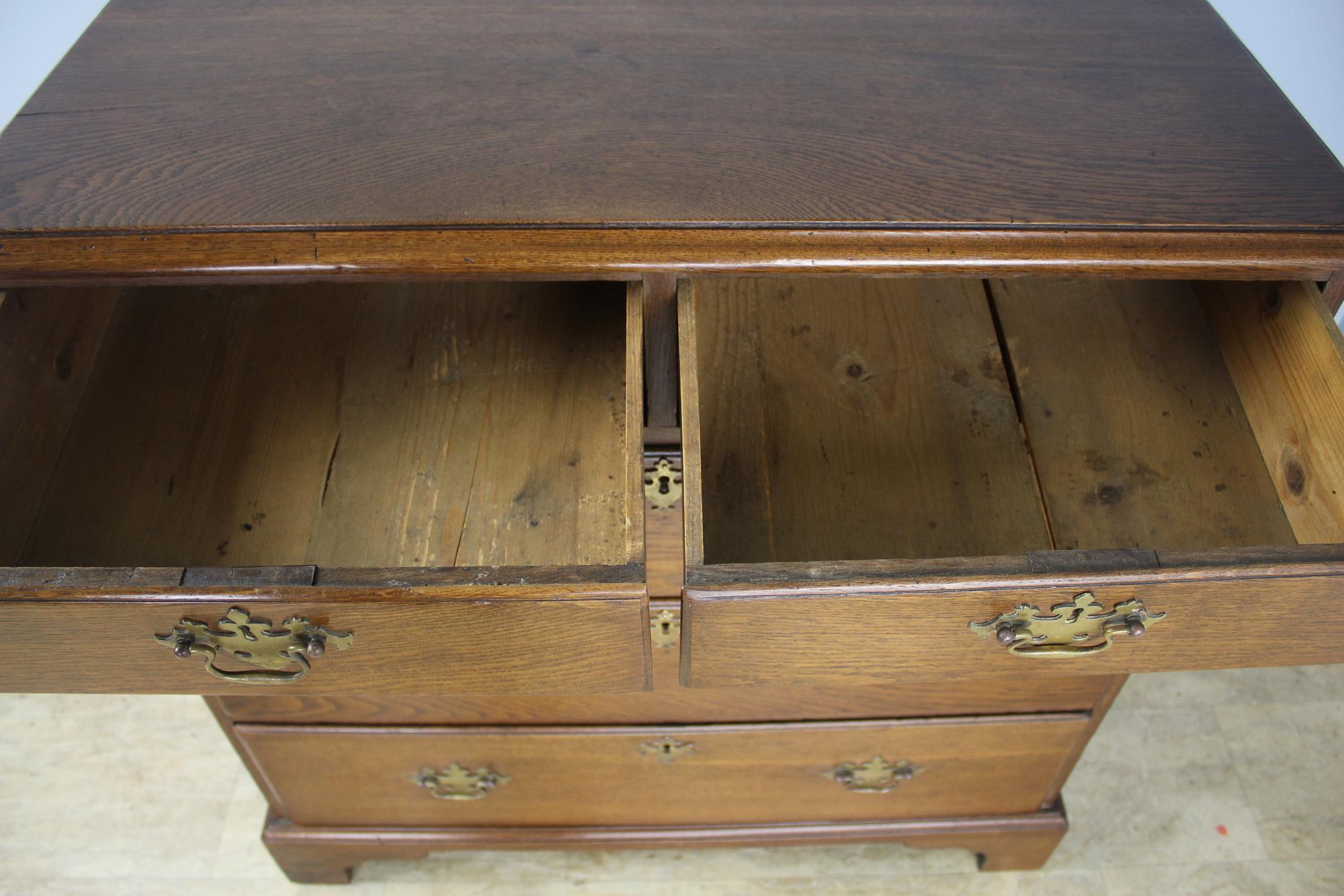 Period English Oak Chest of Drawers with Original Brasses For Sale 5