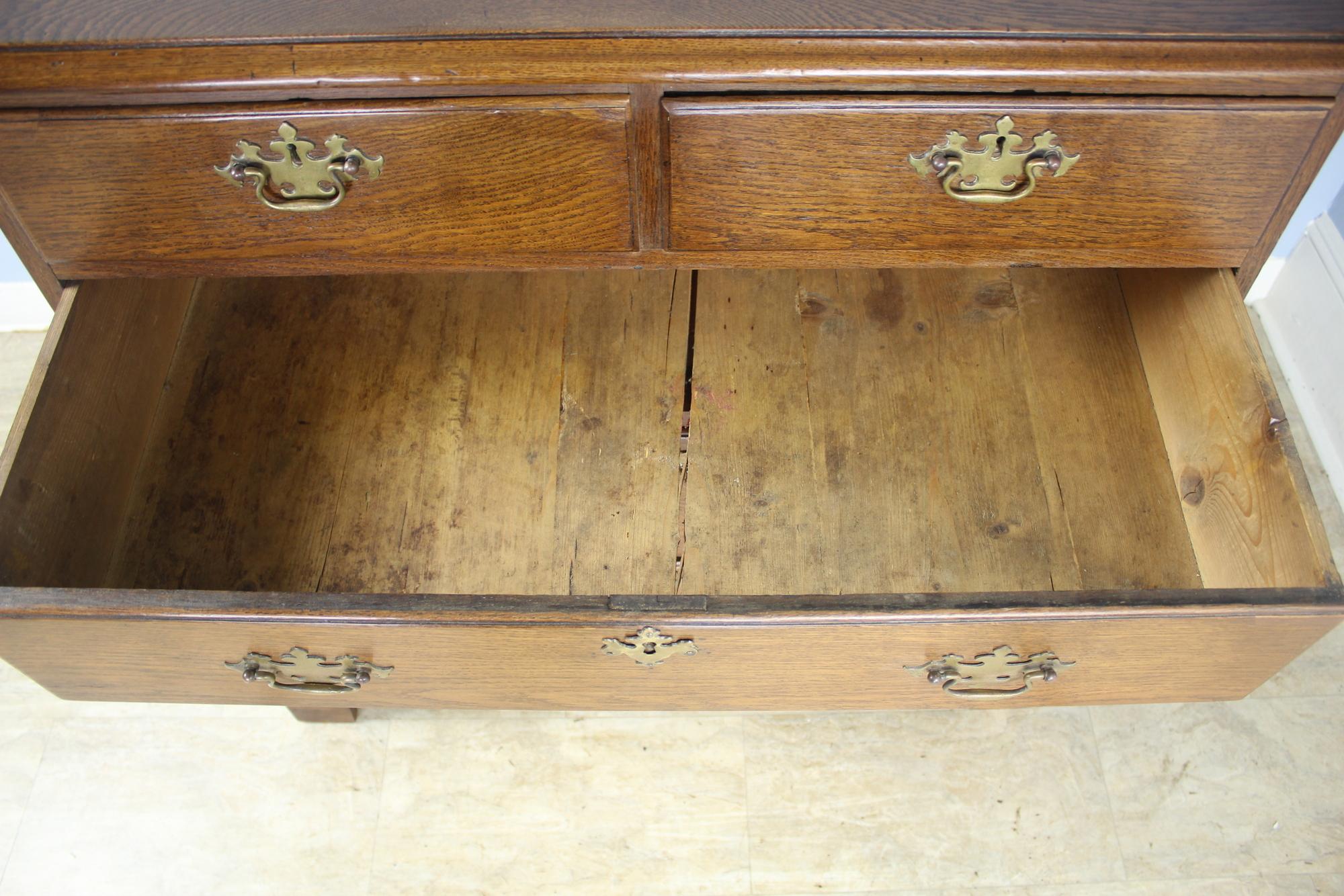 Period English Oak Chest of Drawers with Original Brasses For Sale 6