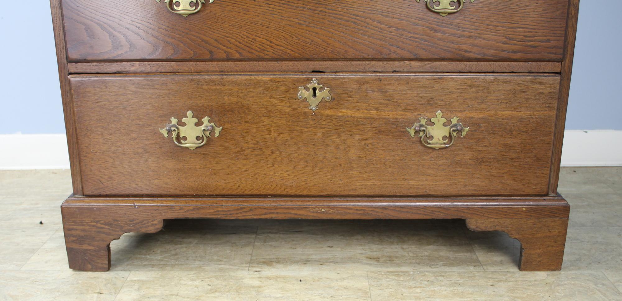 Early 19th Century Period English Oak Chest of Drawers with Original Brasses For Sale