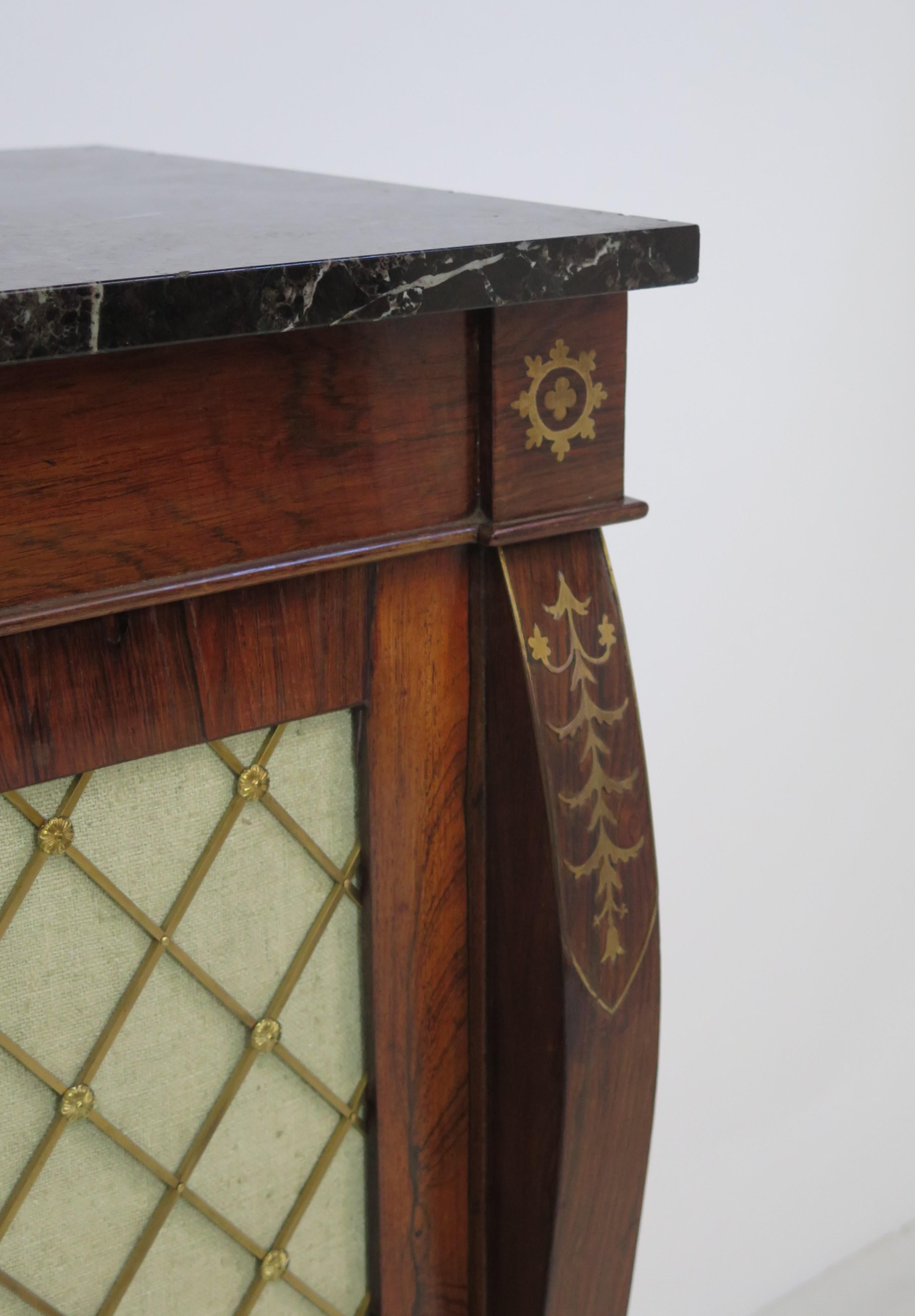 Period English Regency Brass Inlaid Cabinet Chiffonier of Rosewood 7