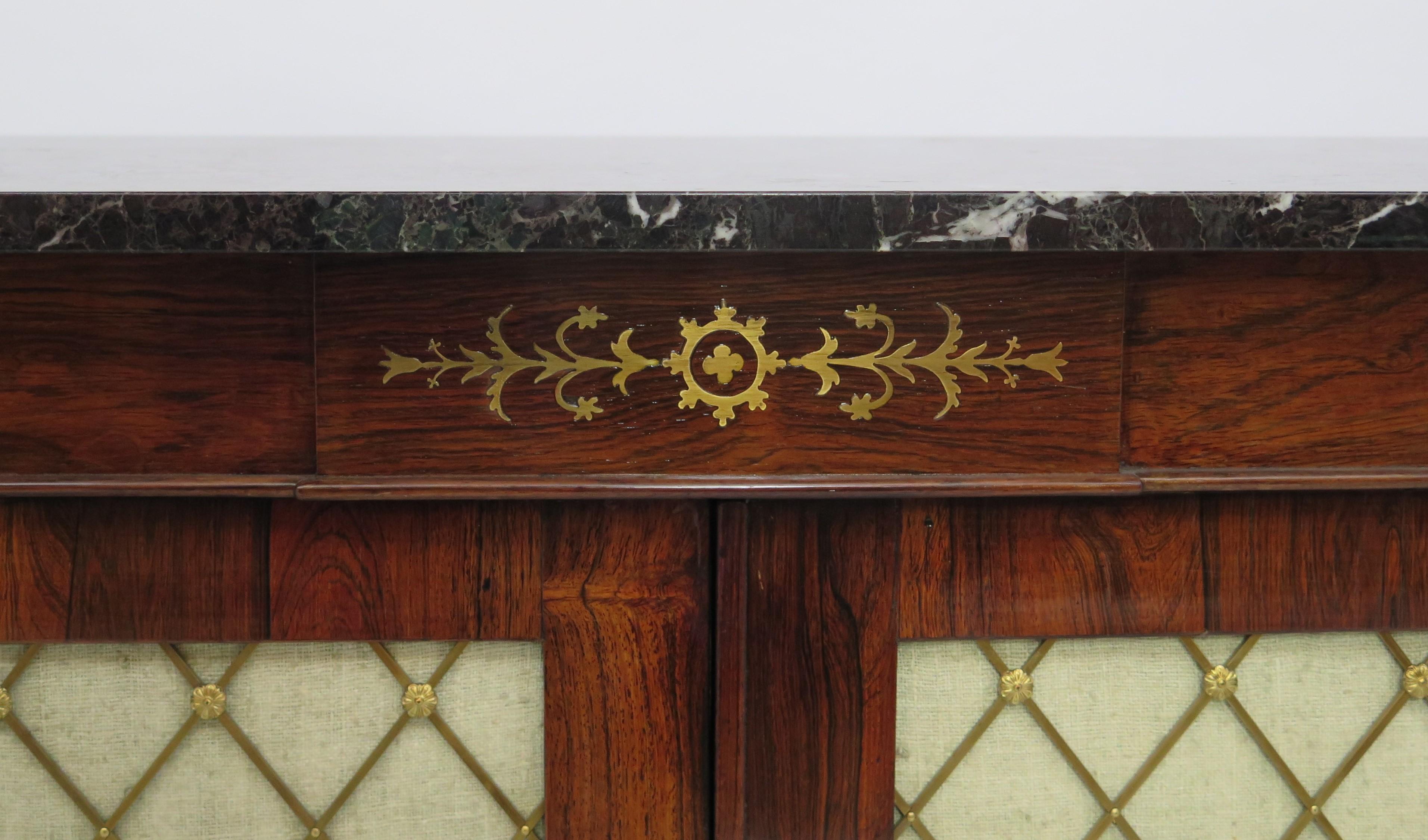Period English Regency Brass Inlaid Cabinet Chiffonier of Rosewood 8