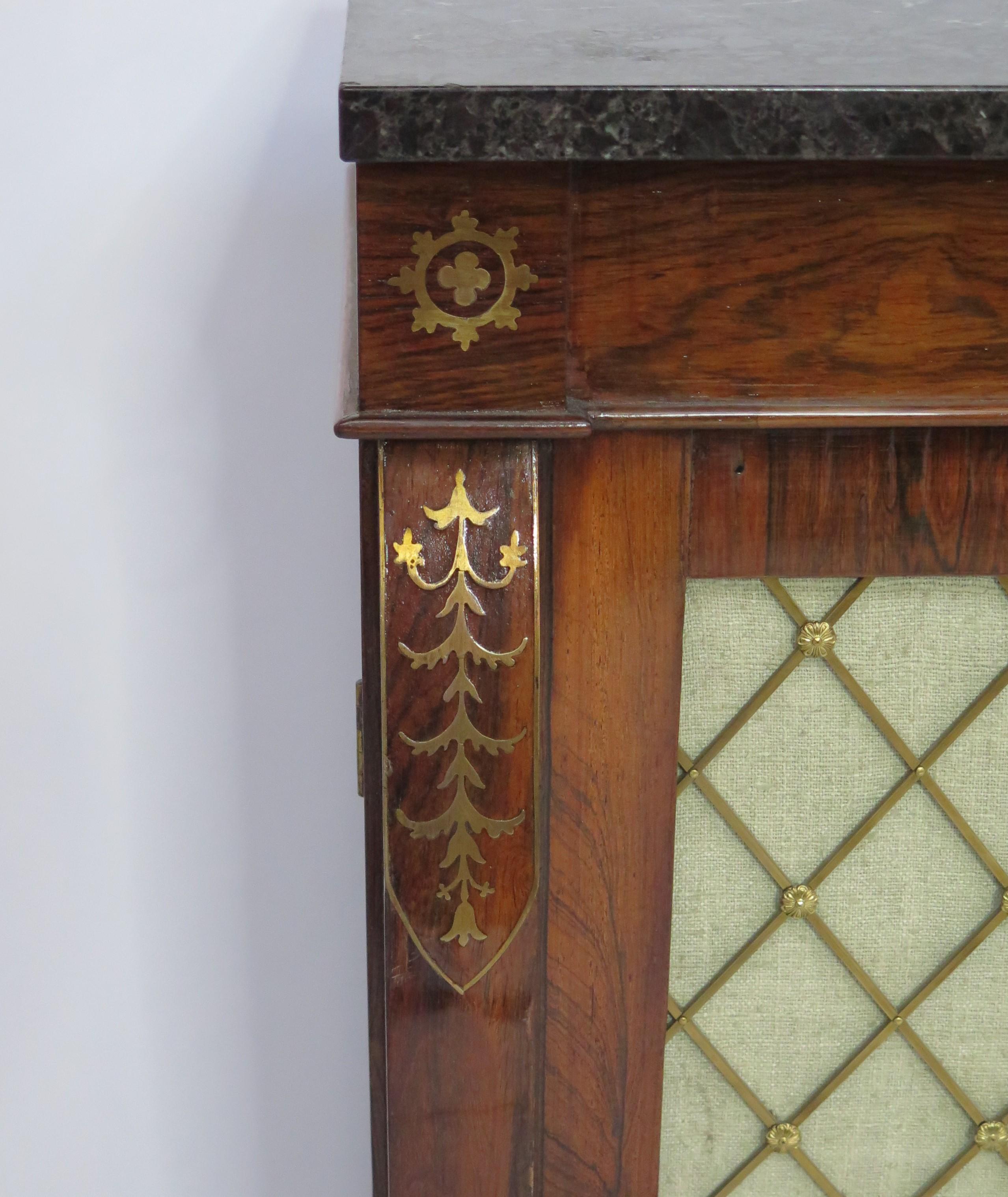 Period English Regency Brass Inlaid Cabinet Chiffonier of Rosewood 9