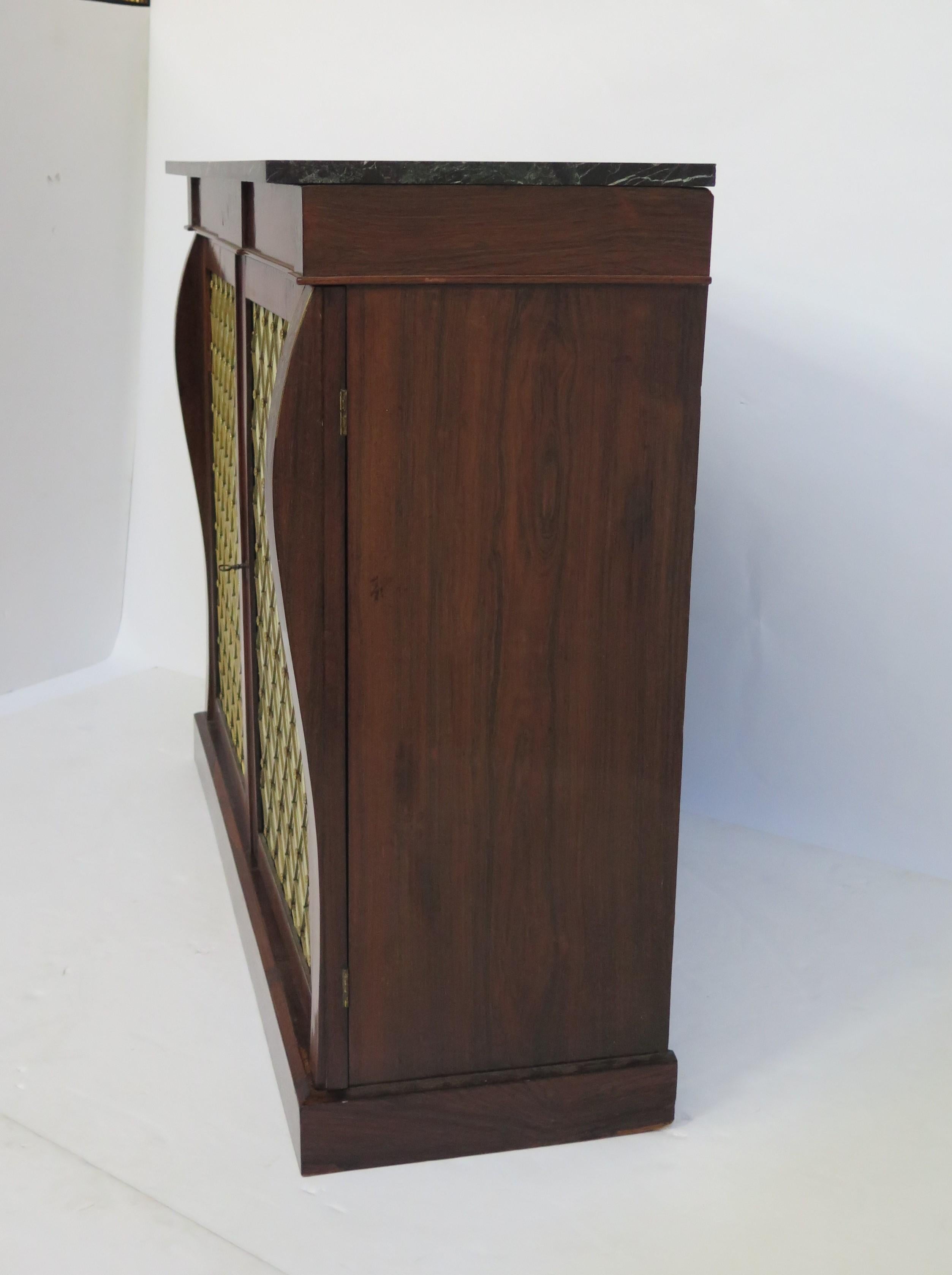 Period English Regency Brass Inlaid Cabinet Chiffonier of Rosewood 3