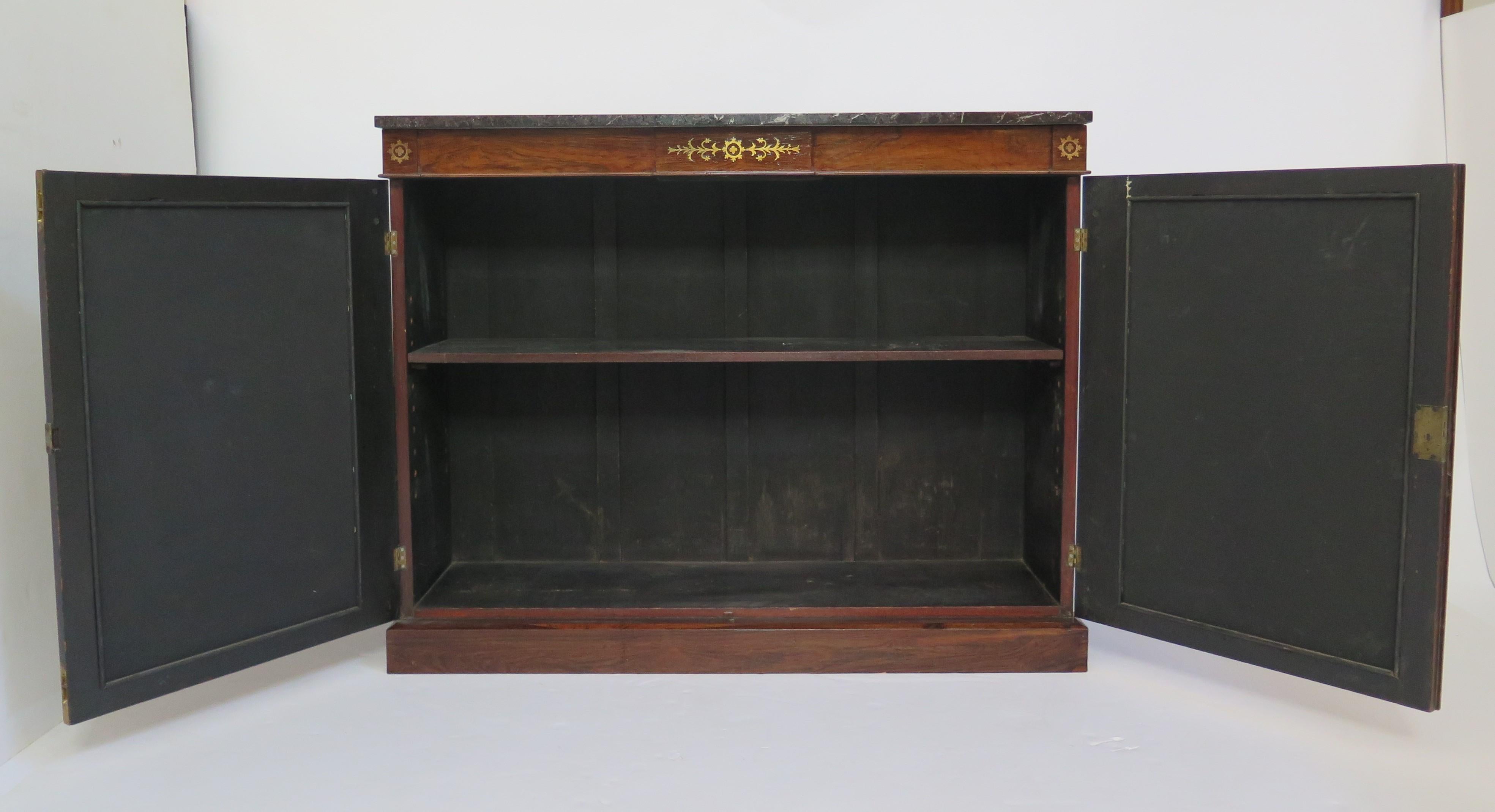 Period English Regency Brass Inlaid Cabinet Chiffonier of Rosewood 4