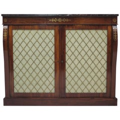 Period English Regency Brass Inlaid Cabinet Chiffonier of Rosewood