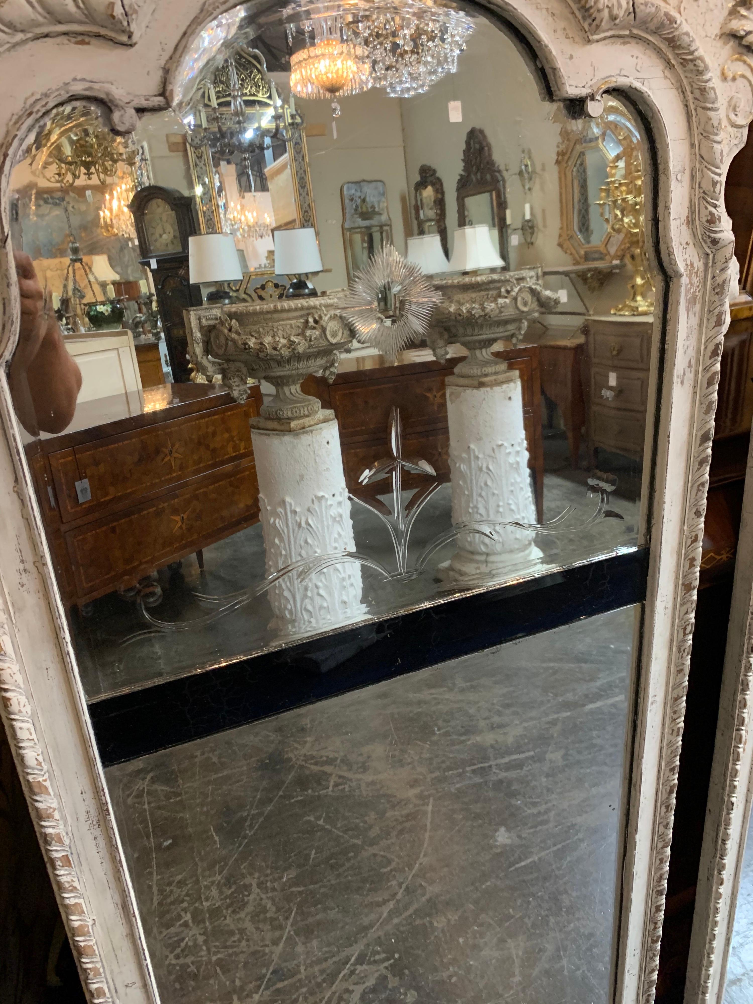 Period English Regency Carved and Painted Mirrors with Divided Glass In Good Condition For Sale In Dallas, TX
