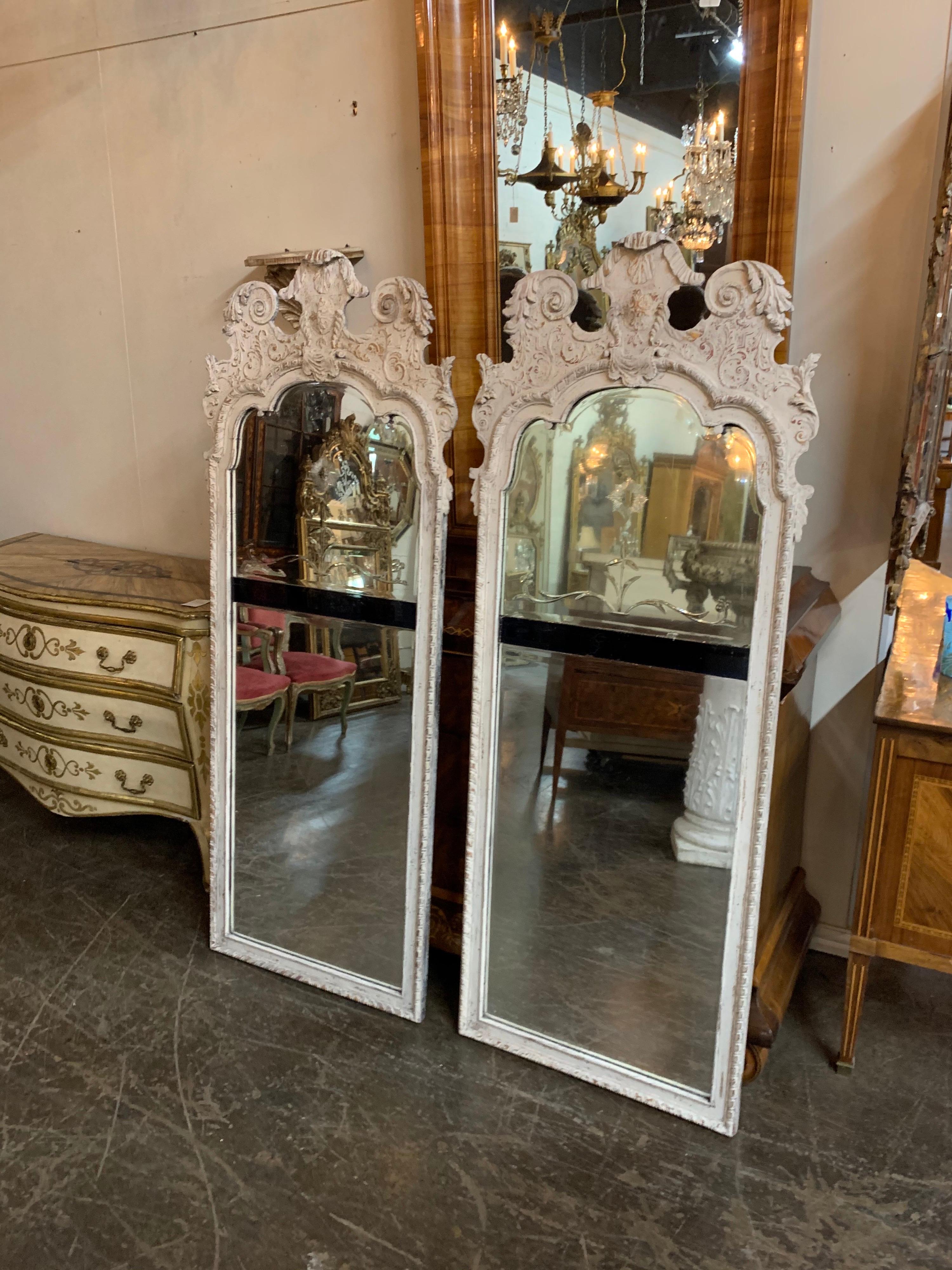 Period English Regency Carved and Painted Mirrors with Divided Glass For Sale 3