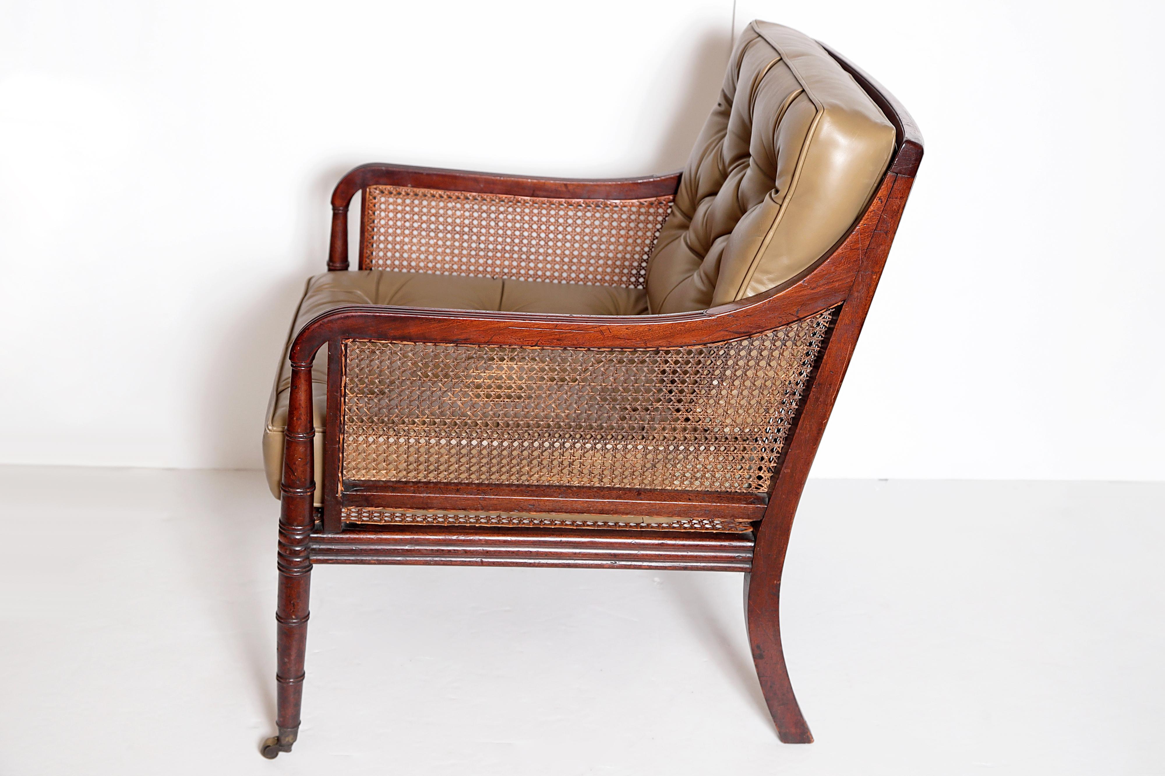 Leather Period English Regency Library Chair